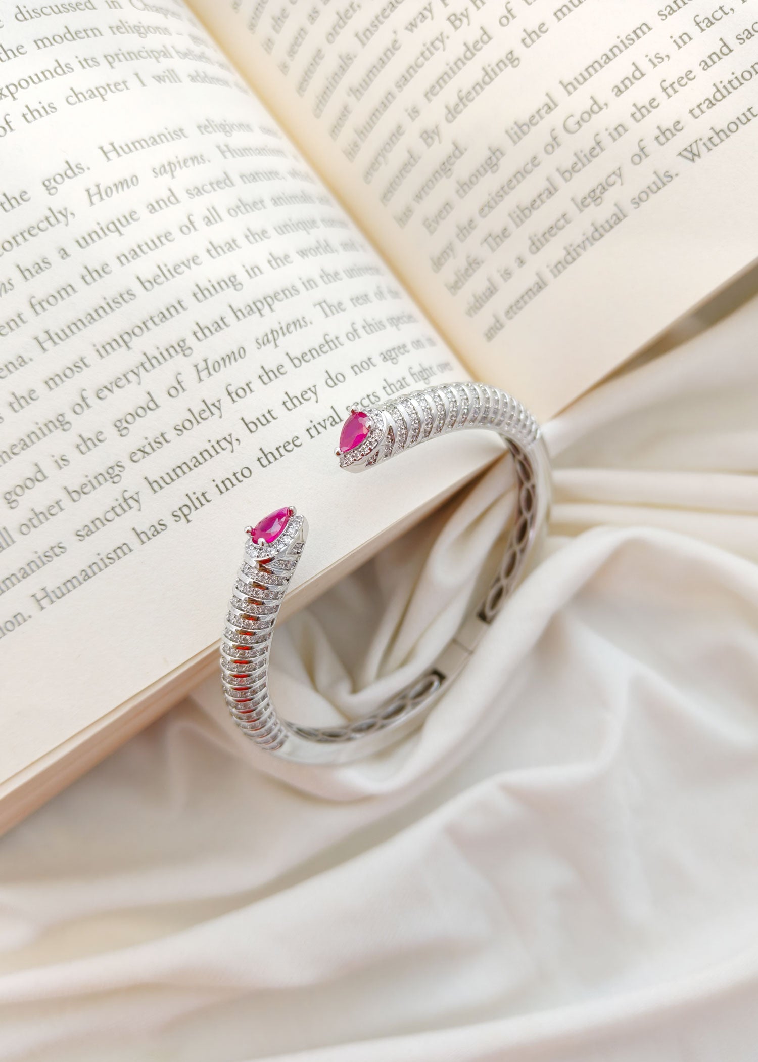 Silver Plated Openable Cubic Zircon Women Bracelet