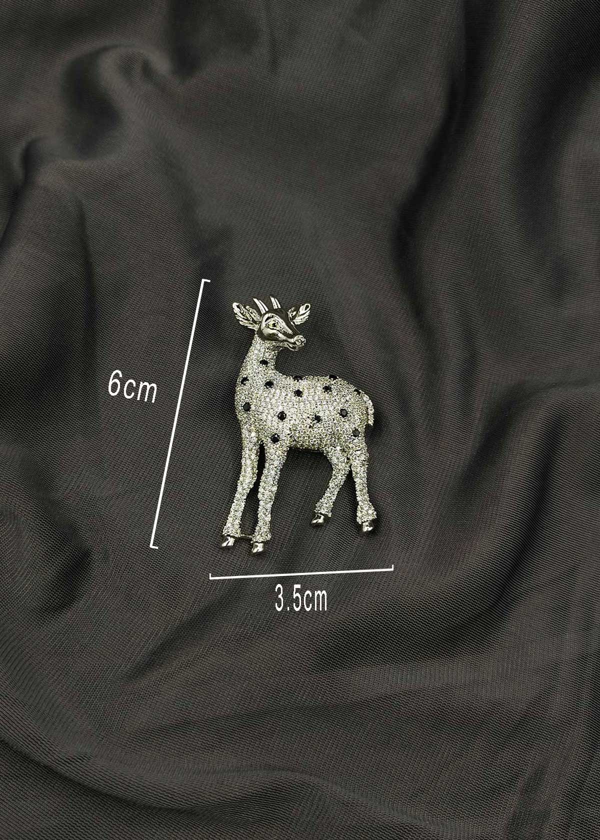 Radiant Cubic Zircon Stag Animal Brooch / Lapel Pin