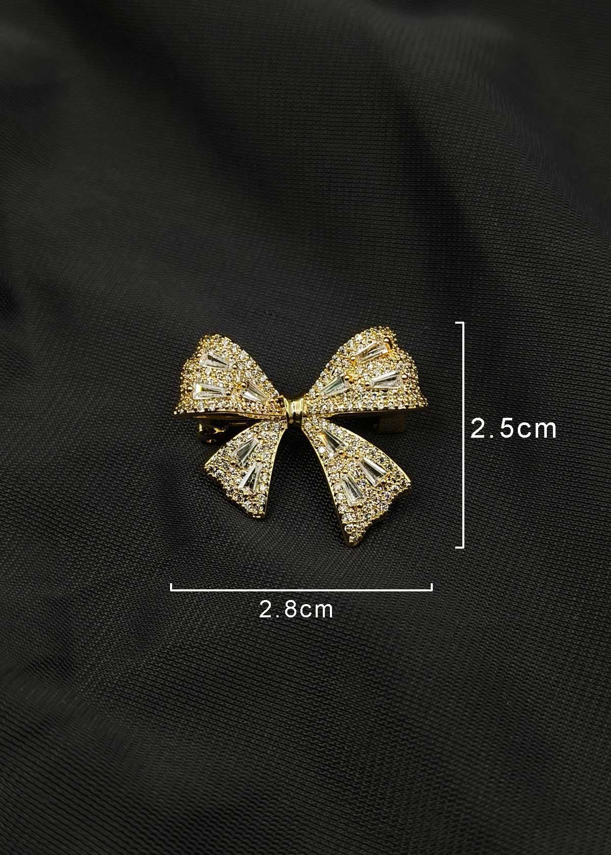 Graceful Cubic Zircon & Baguette Cut Ribbon Knot Brooch / Lapel Pin