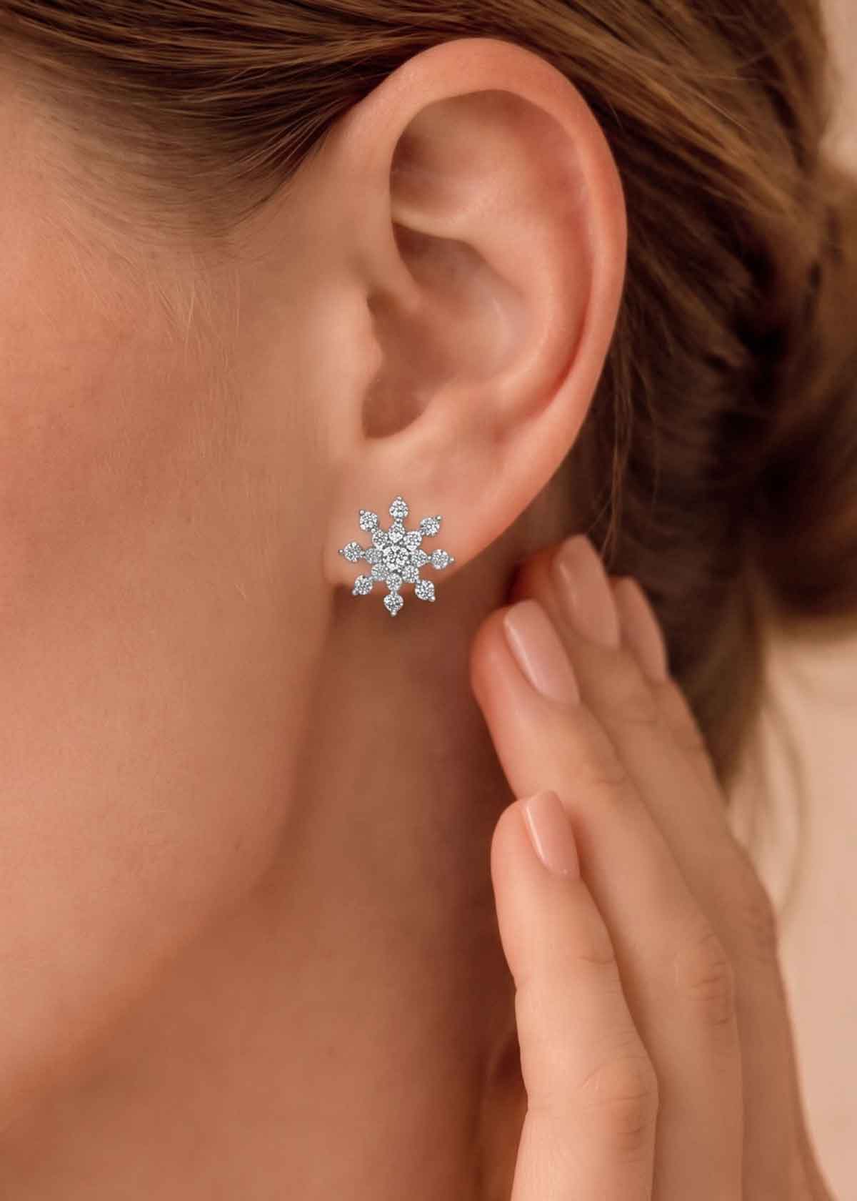 Dazzling Snowflake Floral Pendant Set For Women