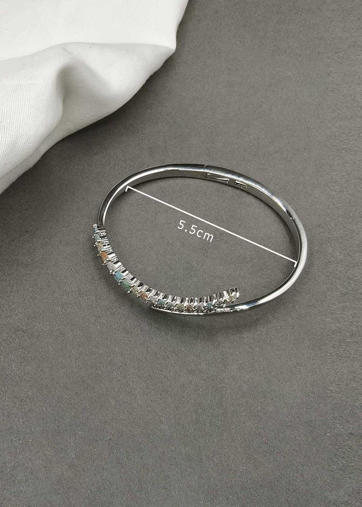 Fabulous Diamond Look Pastel Marquise Cluster Hinged Openable Kada Bracelet For Women