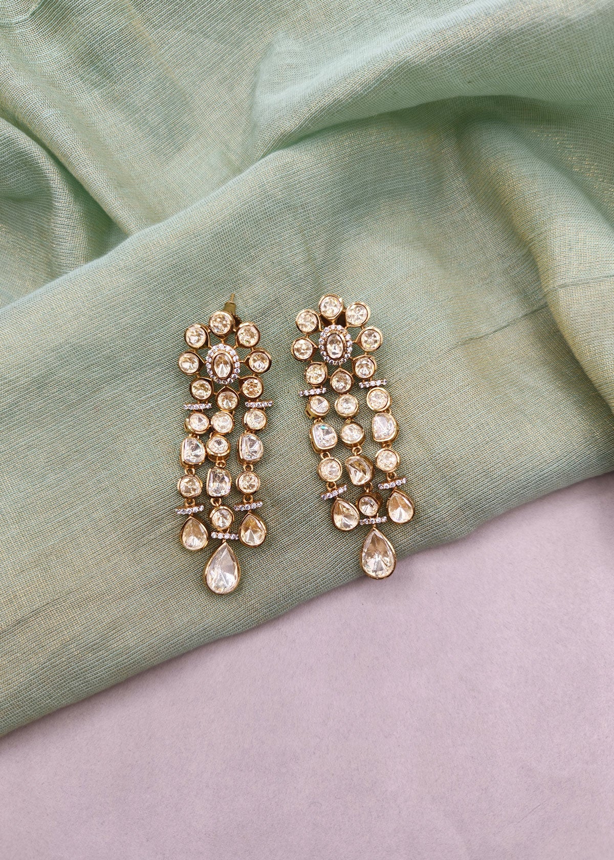 Imperial Royal Court 3-Row Kundan Waterfall Tops for Brides & Women