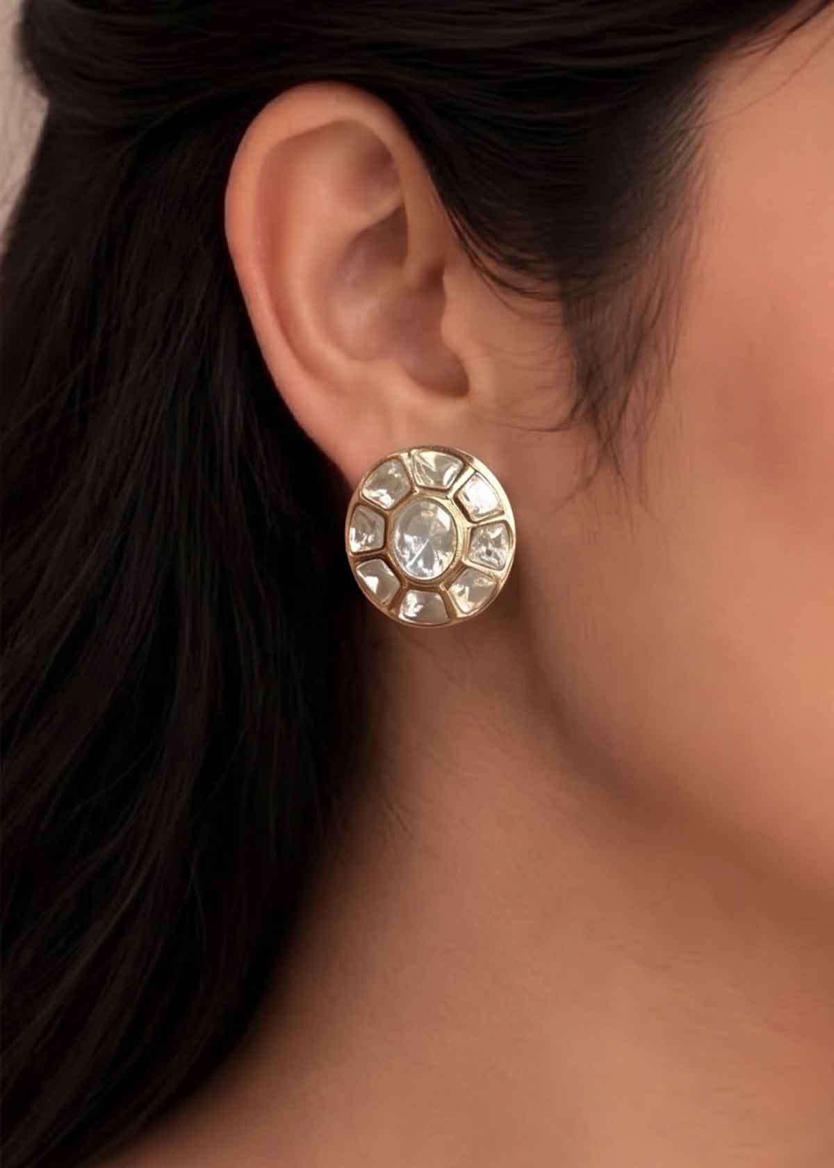 Vintage Style Moissanite Polki Round Medallion Big Pendant Set For Women