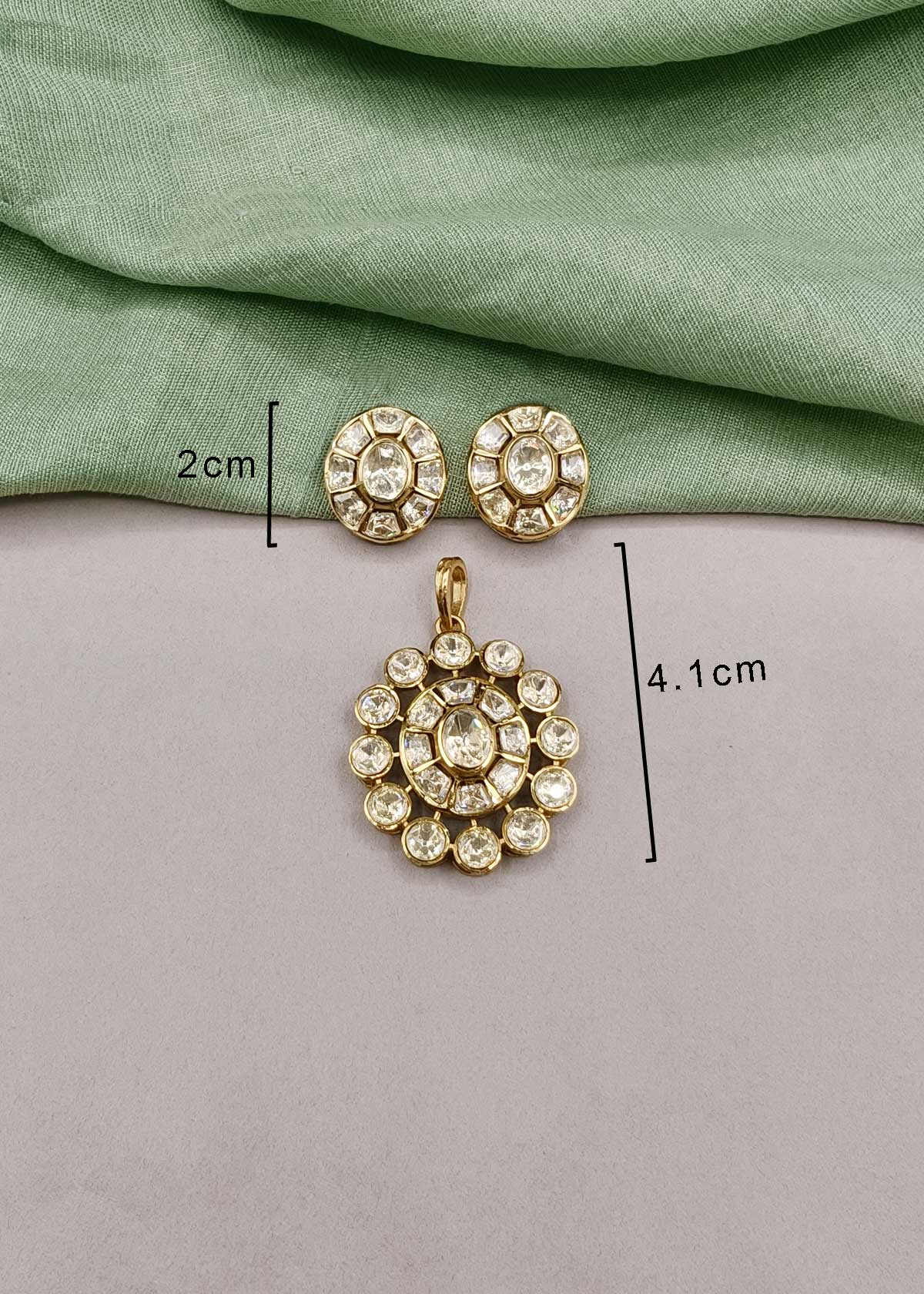 Vintage Style Moissanite Polki Round Medallion Big Pendant Set For Women
