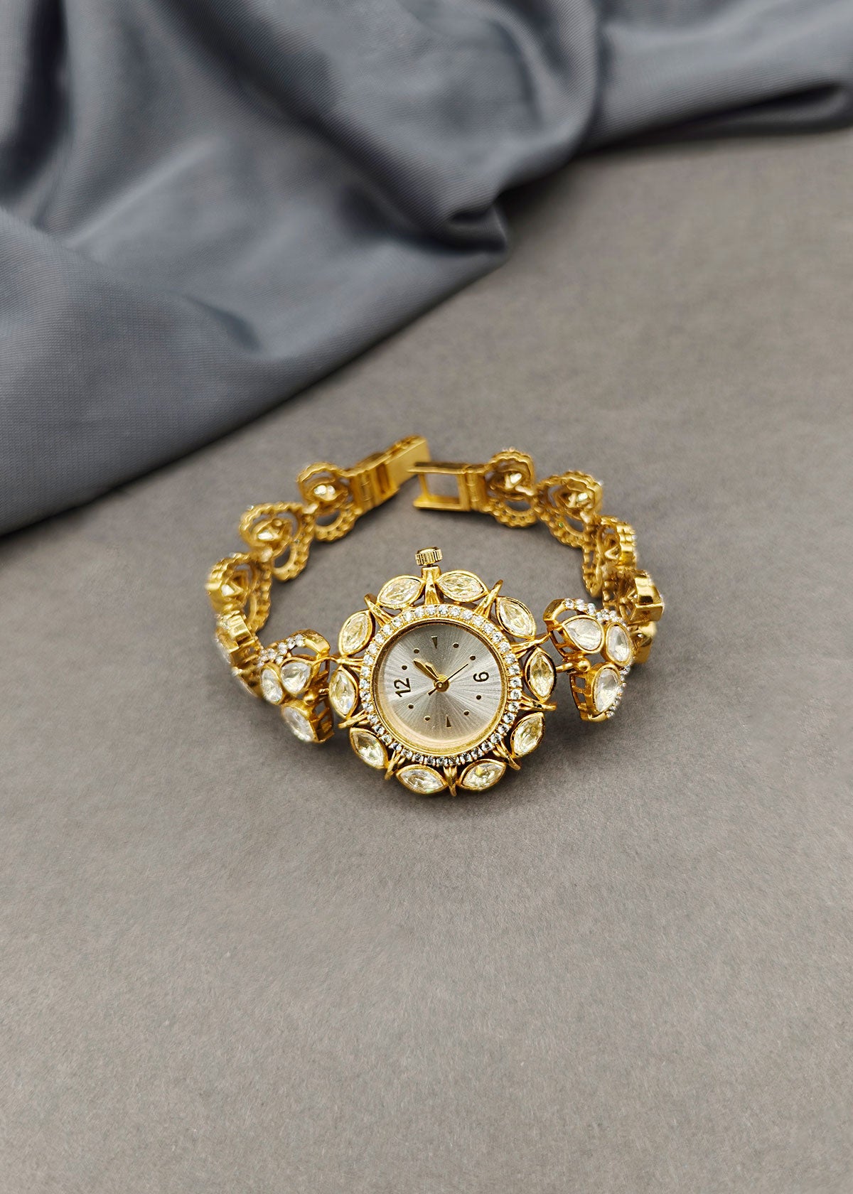 Heavy Floral Marquise & Teardrop Moissanite Cubic Zircon Cluster Watch For Women