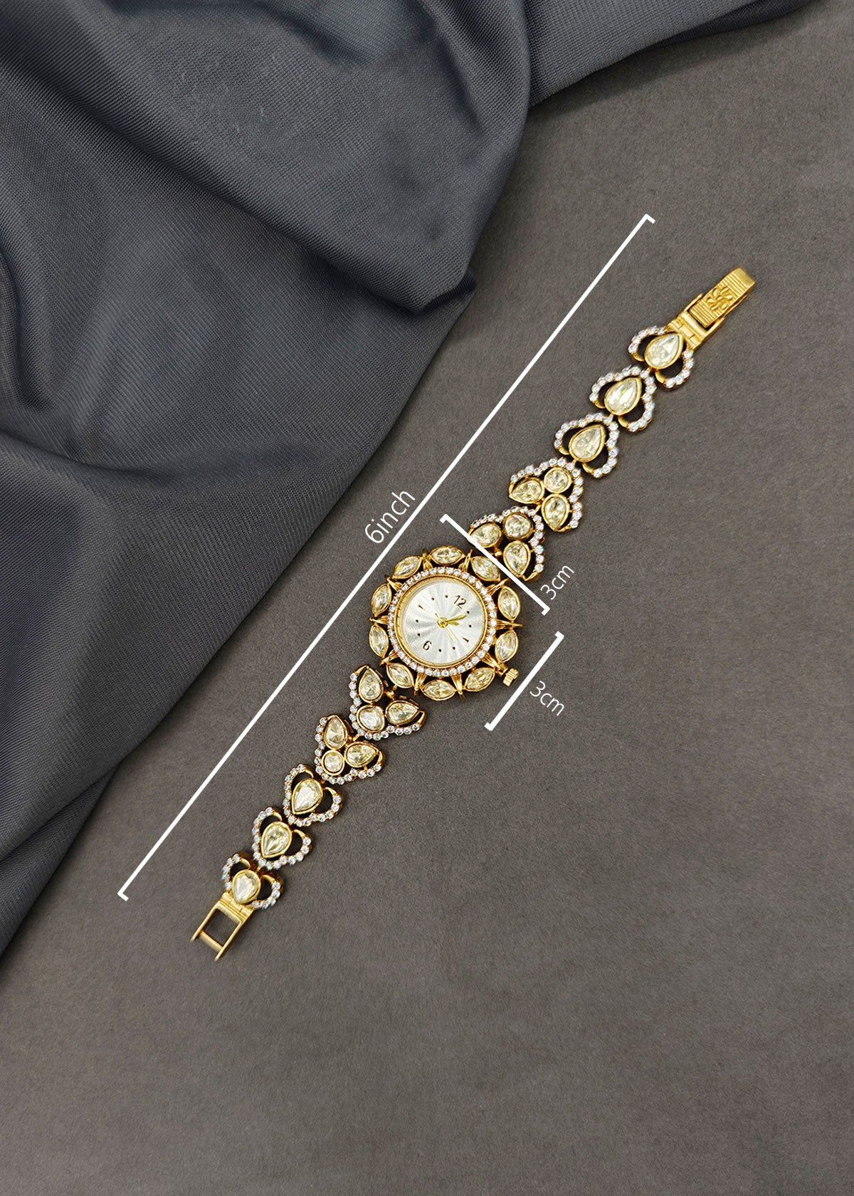 Heavy Floral Marquise & Teardrop Moissanite Cubic Zircon Cluster Watch For Women