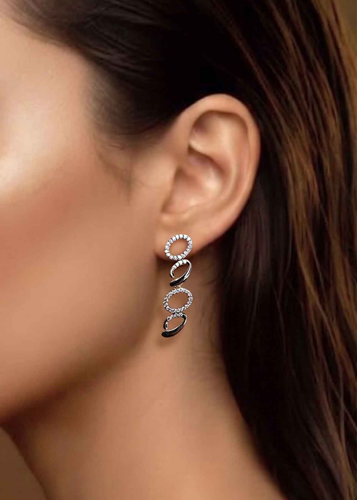Elegant Cubic Zircon Oval Link Delicate Short Necklace Set For Women