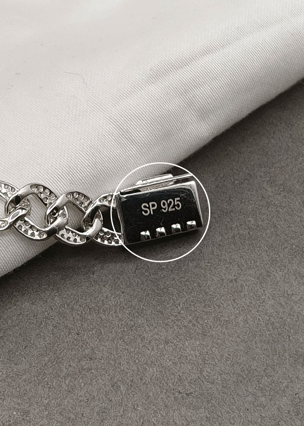 92.5 Sterling Silver Cubic Zircon Cuban Link Men's Broad Loose Bracelet