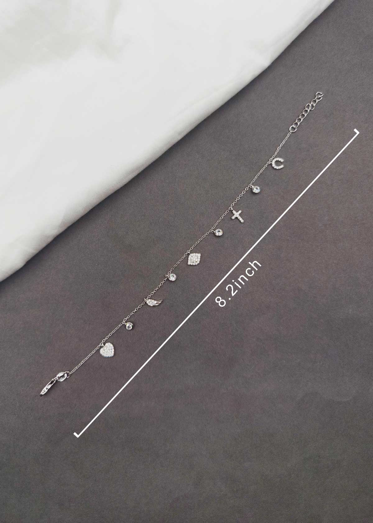92.5 Silver Multi Charm Zircon Delicate Adjustable Loose Bracelet For Women