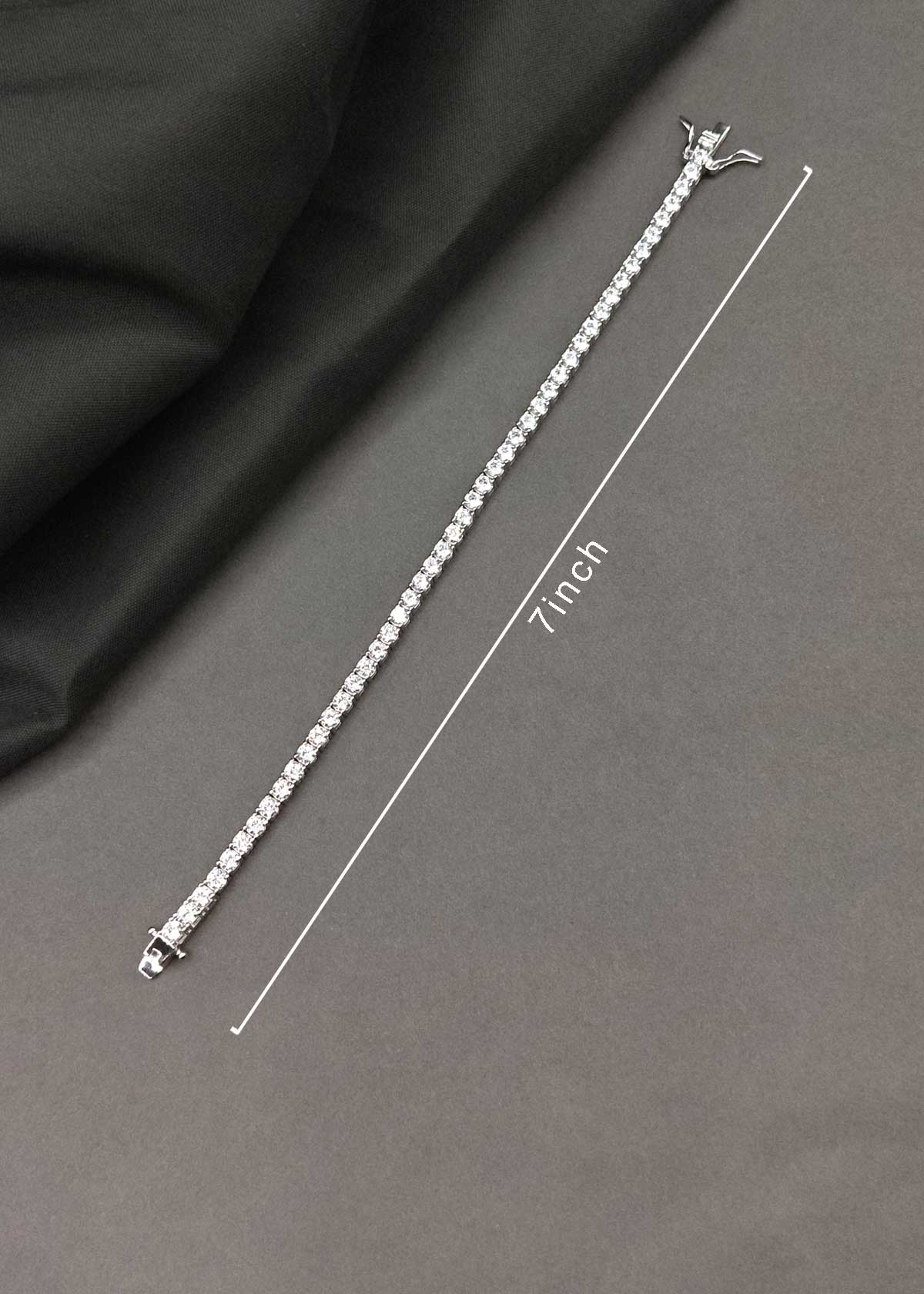 92.5 Sterling Silver Cubic Zircon Classic Tennis Loose Bracelet For Women