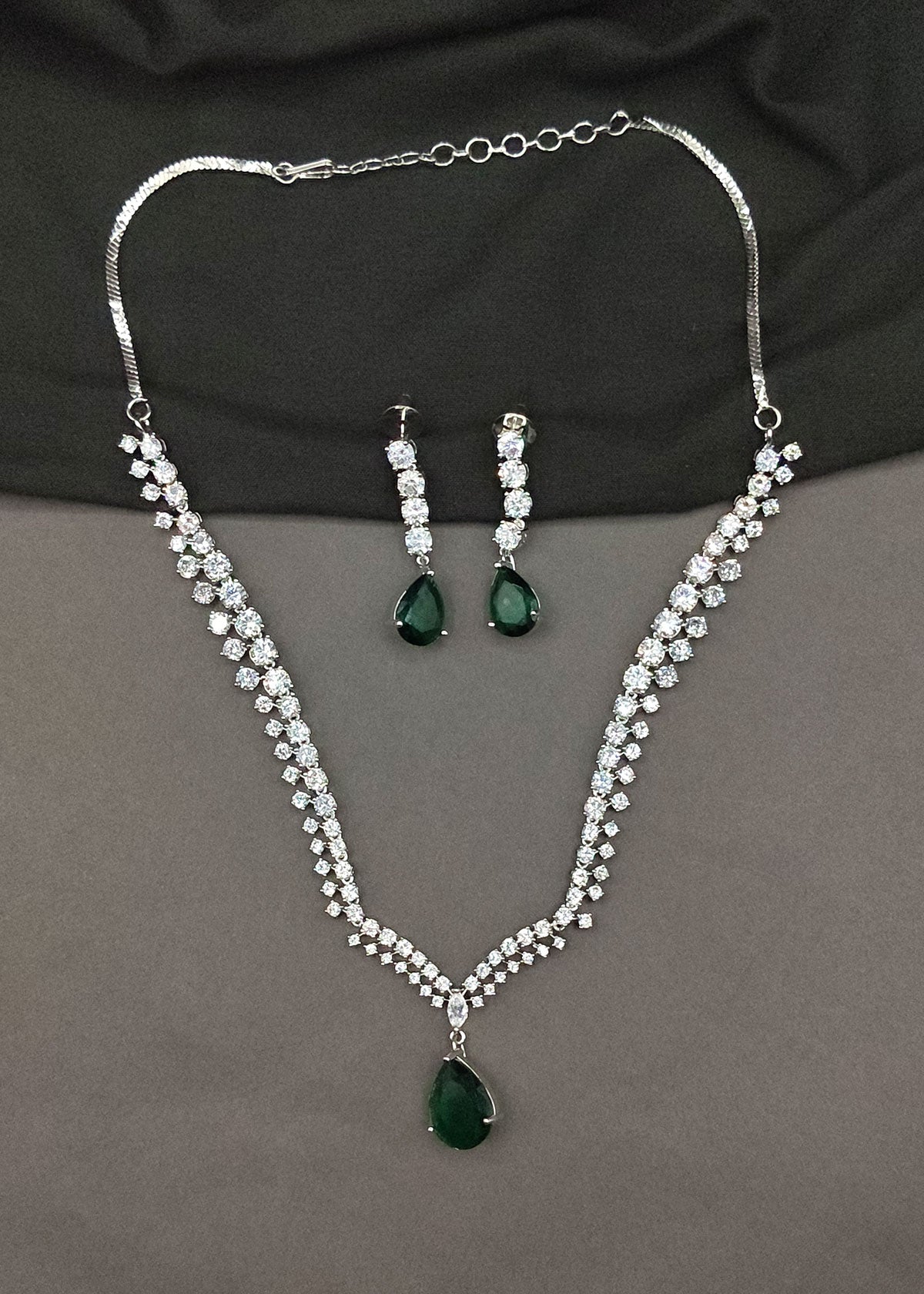 Adjustable Multi Wear Cubic Zircon Drop Necklace Set For Women