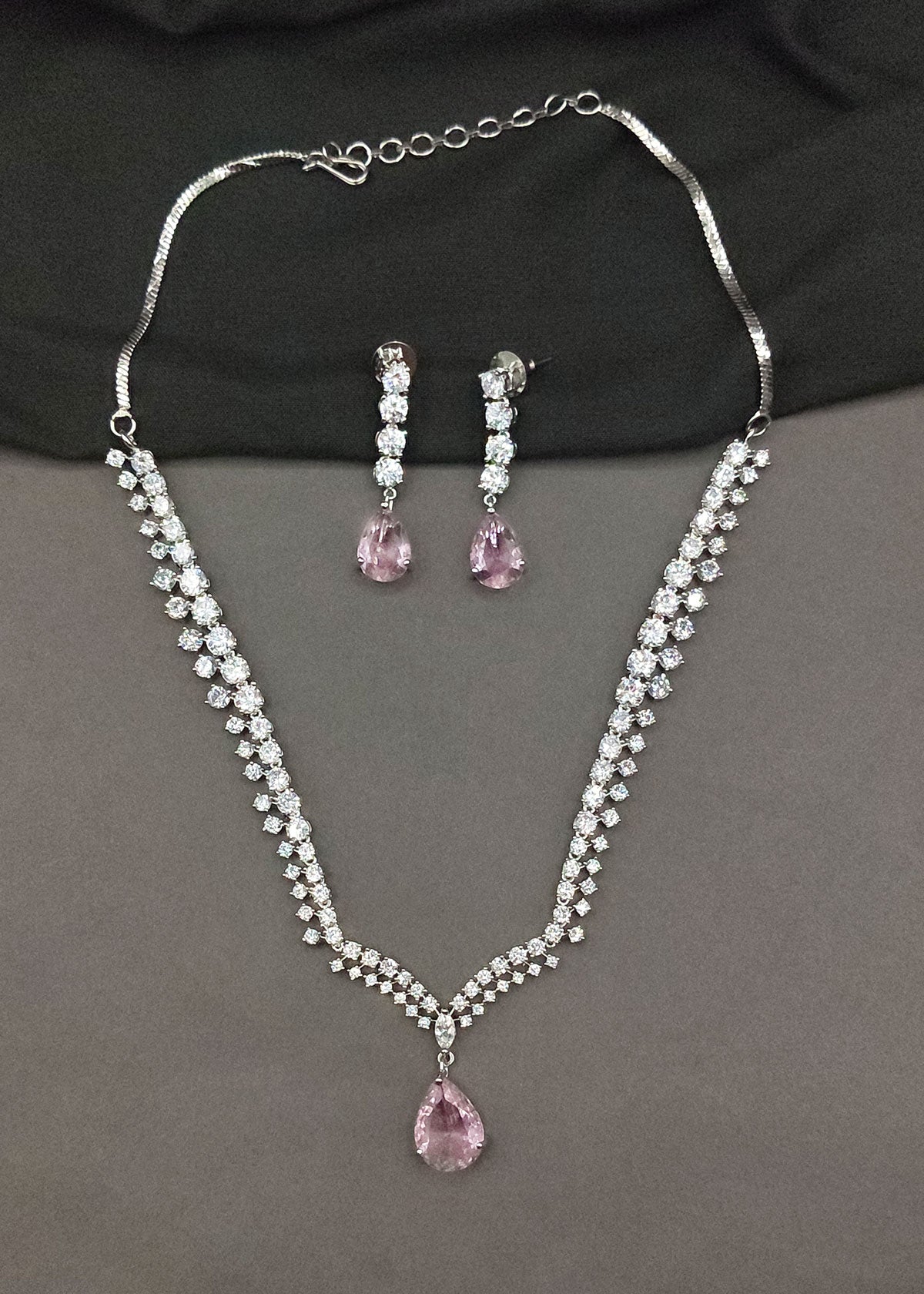 Adjustable Multi Wear Cubic Zircon Drop Necklace Set For Women