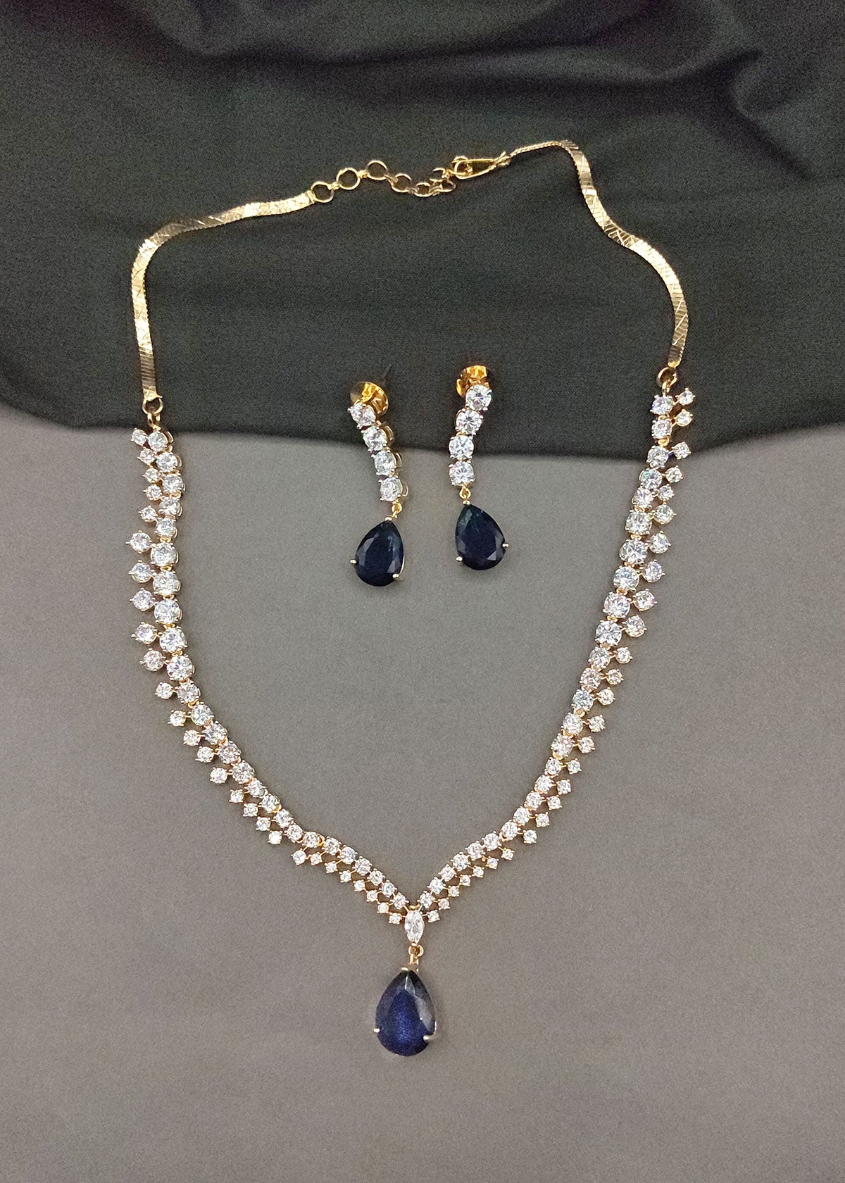Adjustable Multi Wear Cubic Zircon Drop Necklace Set For Women