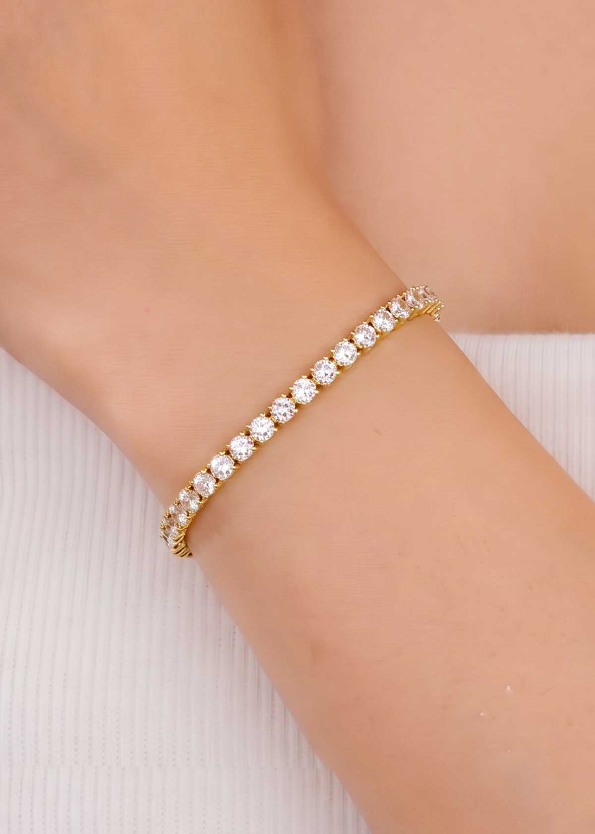 Shimmering Round Cut Cubic Zircon Tennis Loose Bracelet For Women
