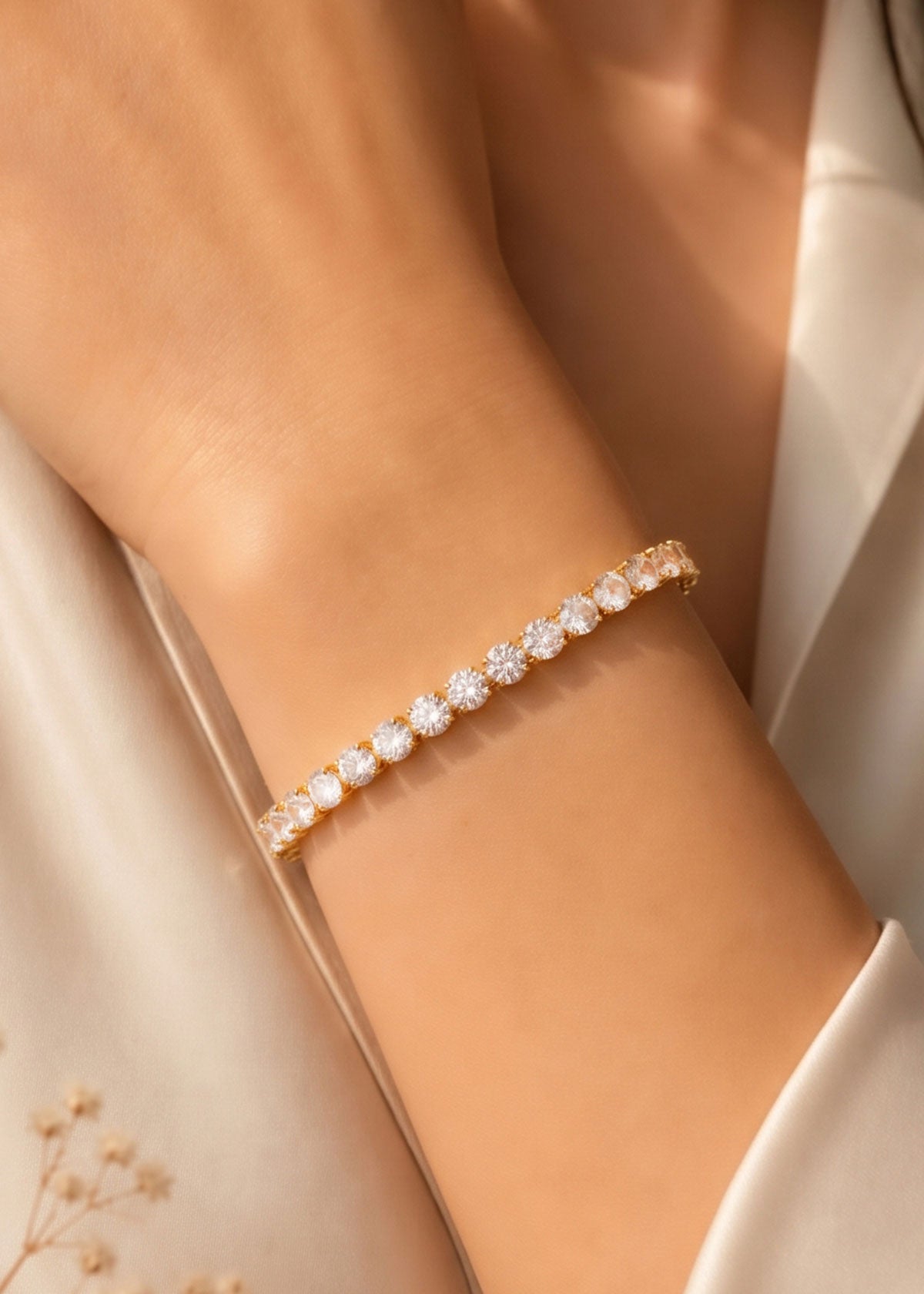 Brilliant Cubic Zircon Tennis Style Adjustable Slider Loose Bracelet For Women
