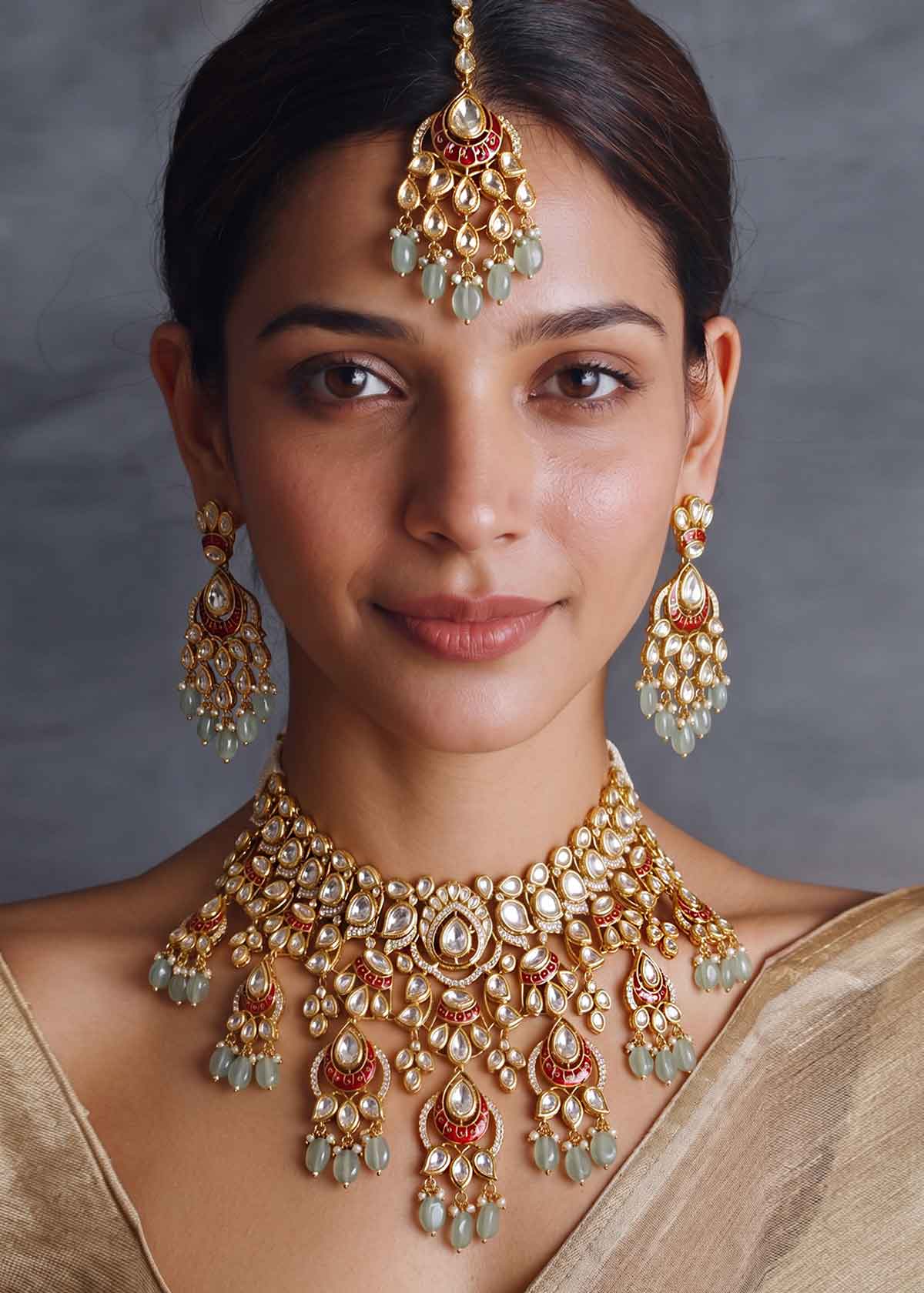 Stunning Kundan Bridal Choker Set & Maang Tikka