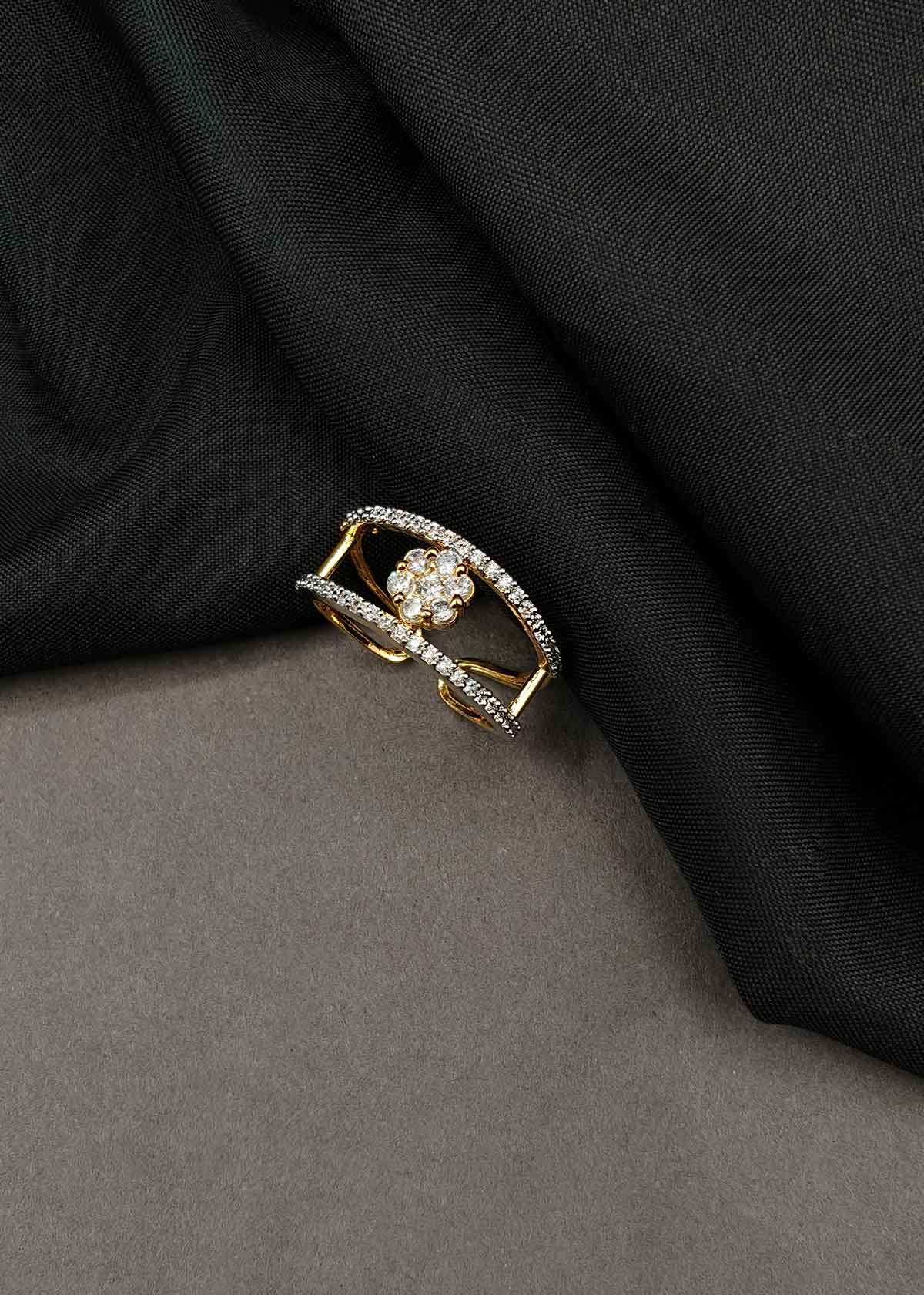 Dual Band Floral Zircon Adjustable Ring For woman