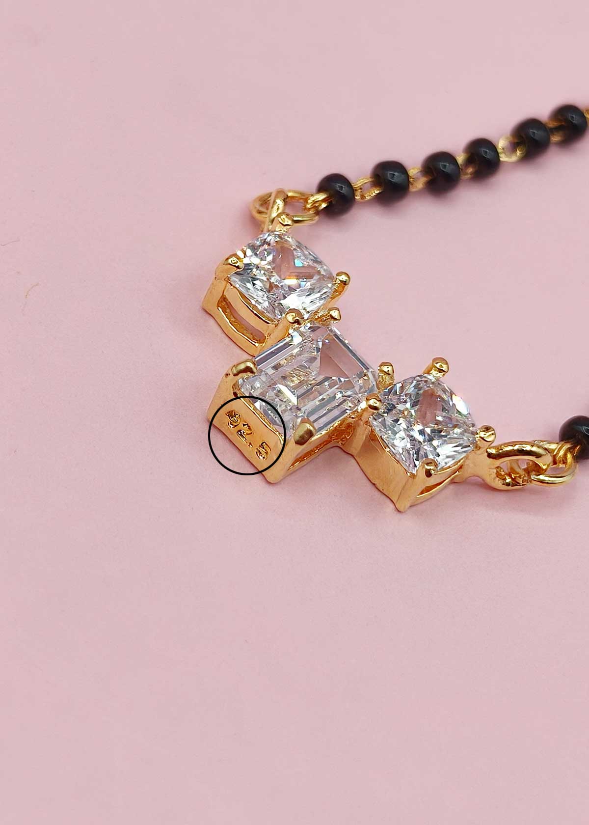 92.5 Silver Multi-Cut Cubic Zircon Mangalsutra For Women