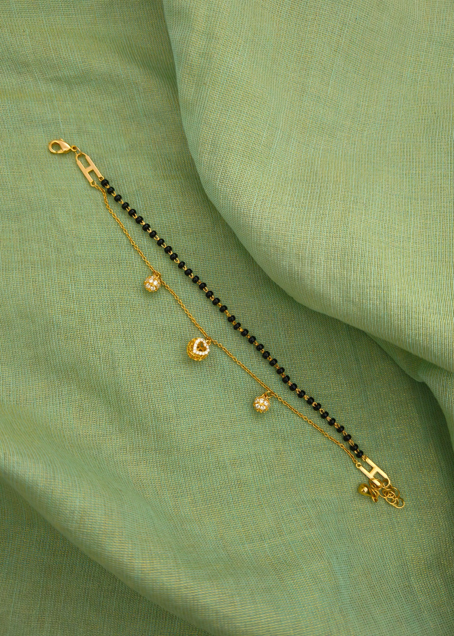 Gold Plated Charms Mangalsutra Adjustable Loose Bracelet