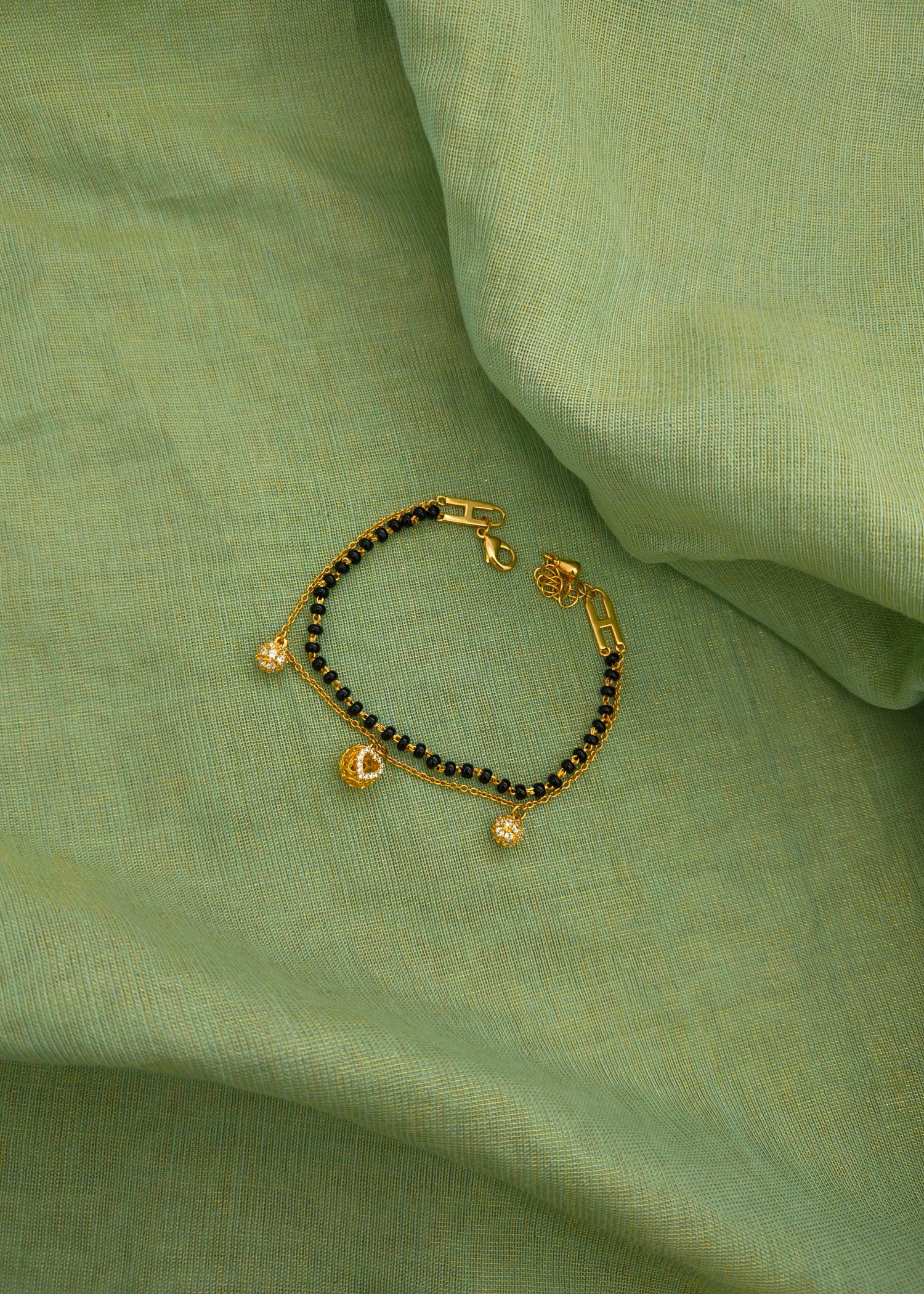 Gold Plated Charms Mangalsutra Adjustable Loose Bracelet