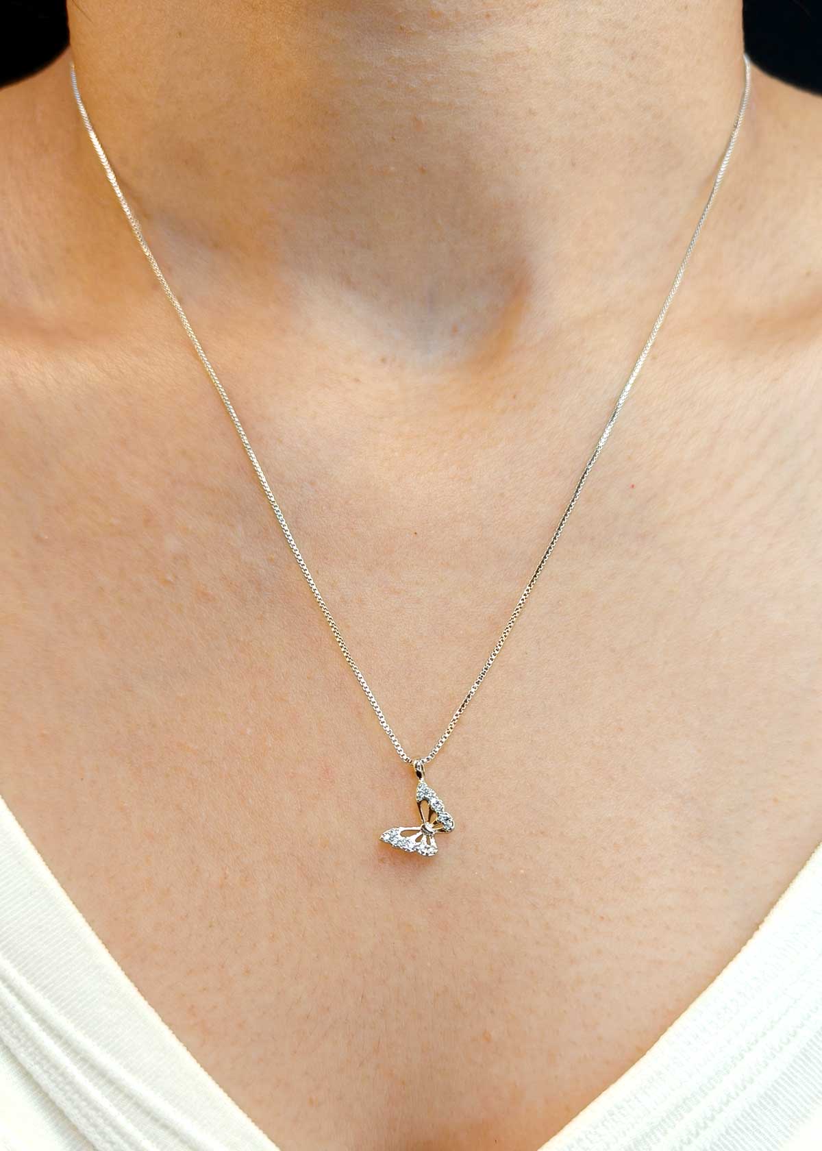 Butterfly Shape Zircon Pendant Set