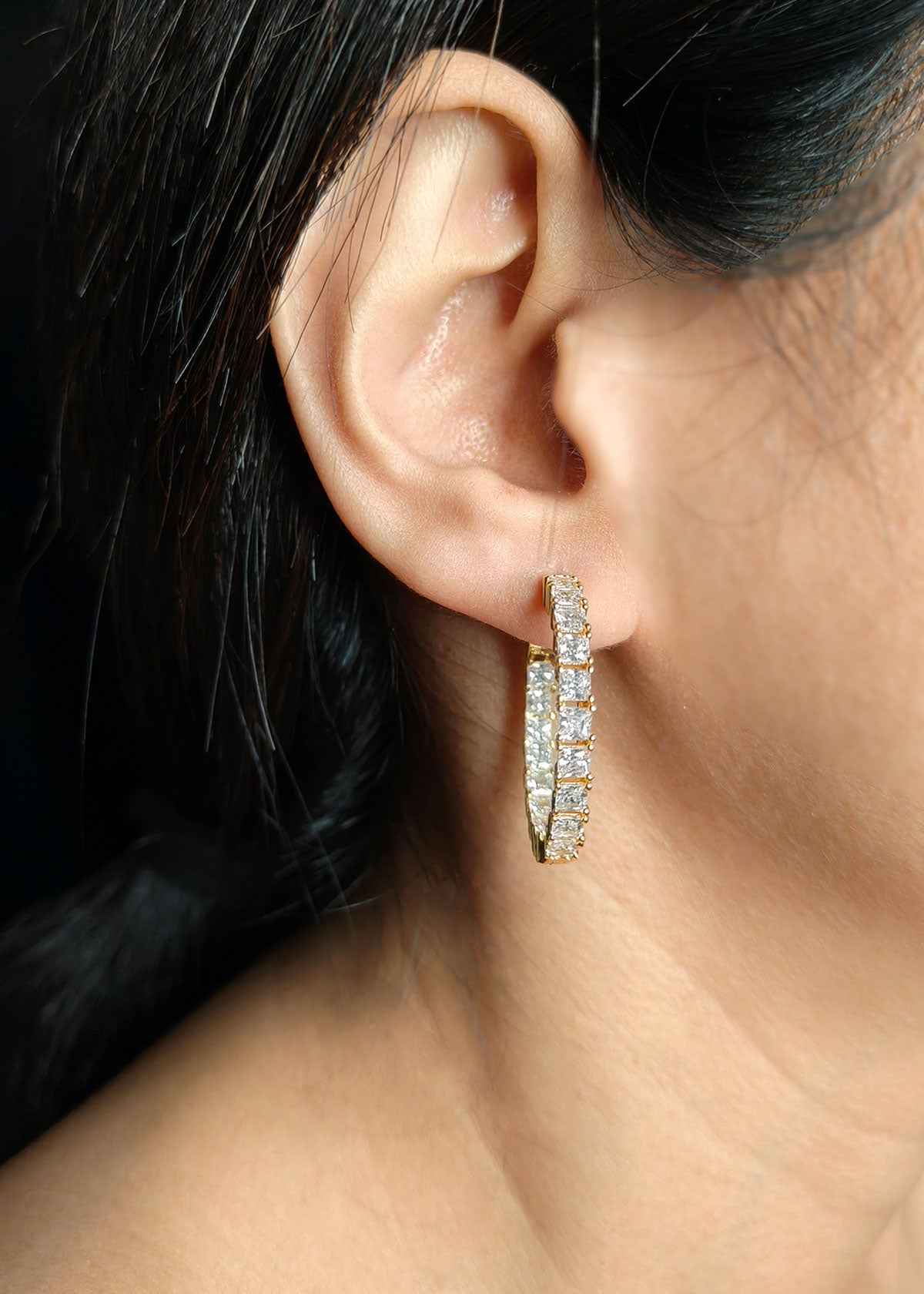 Gold Plated Cubic Zircon/ Ad Hoop Small Earrings