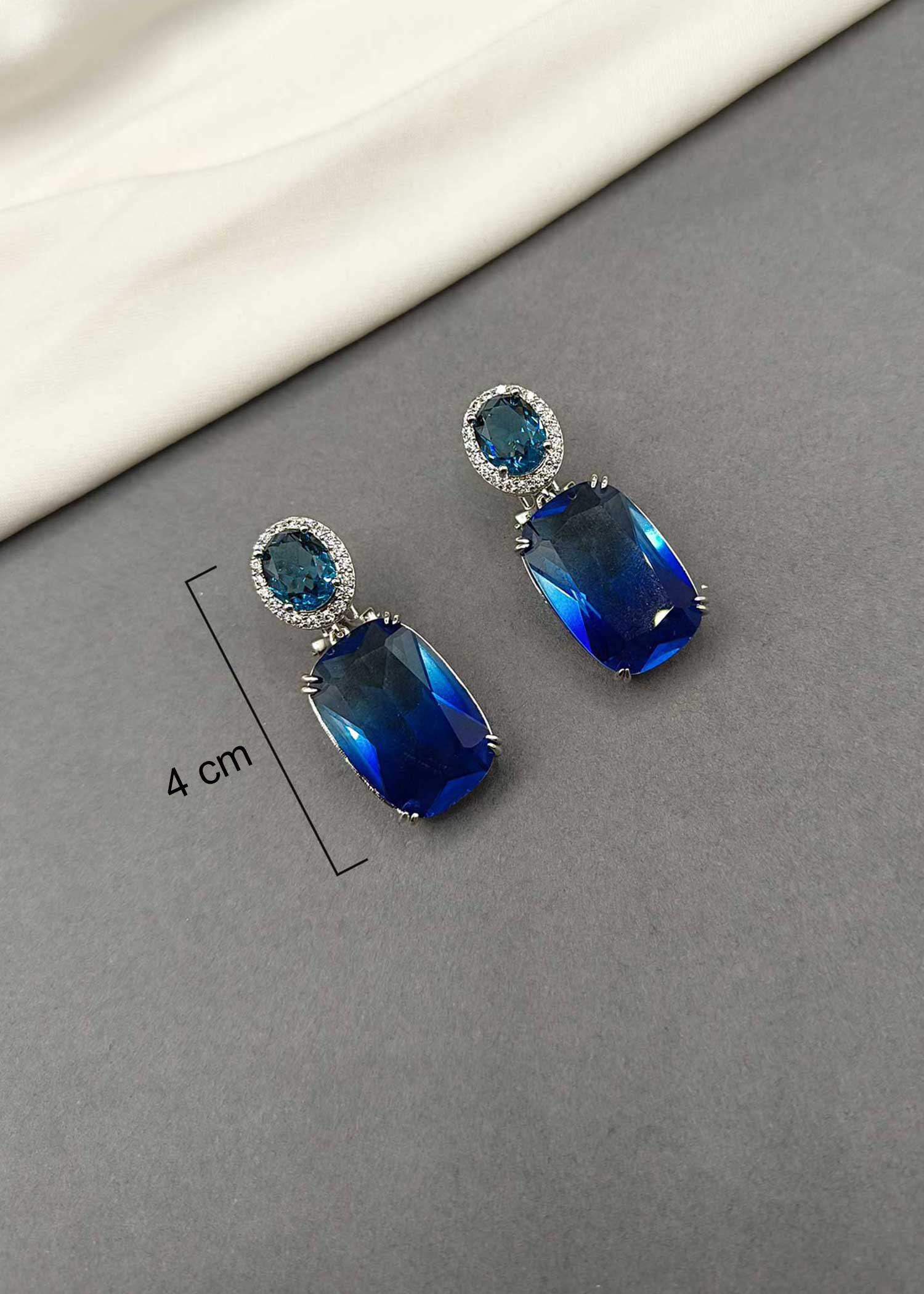 Cubic Zircon Dual Colour Silver Plated Small Earring
