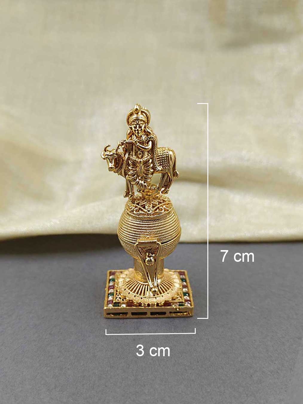 Lord Krishna Gold Plated Kumkum Box / Sindoor Box
