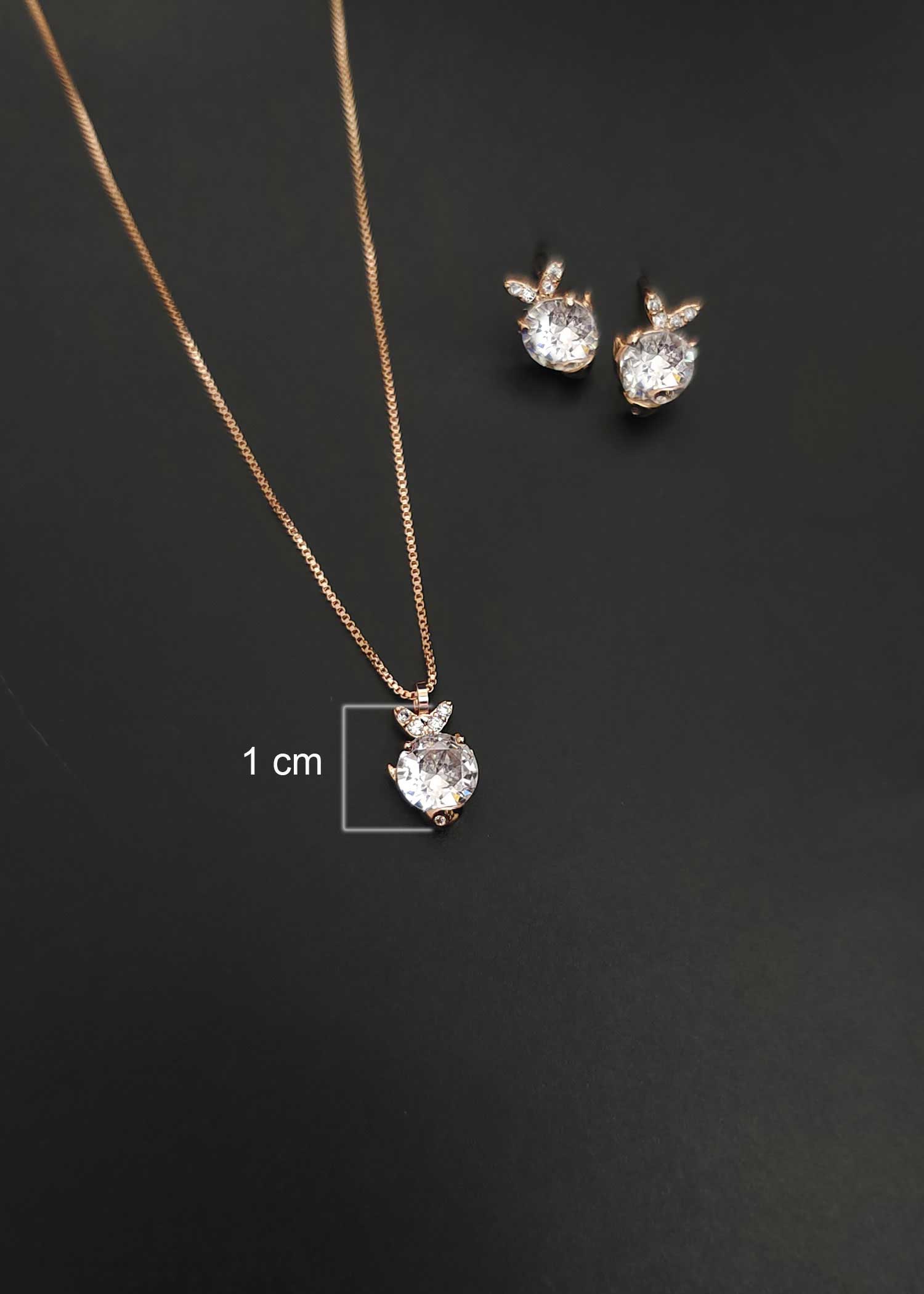 Unique Design Rose Gold Plated Zircon Pendant Set