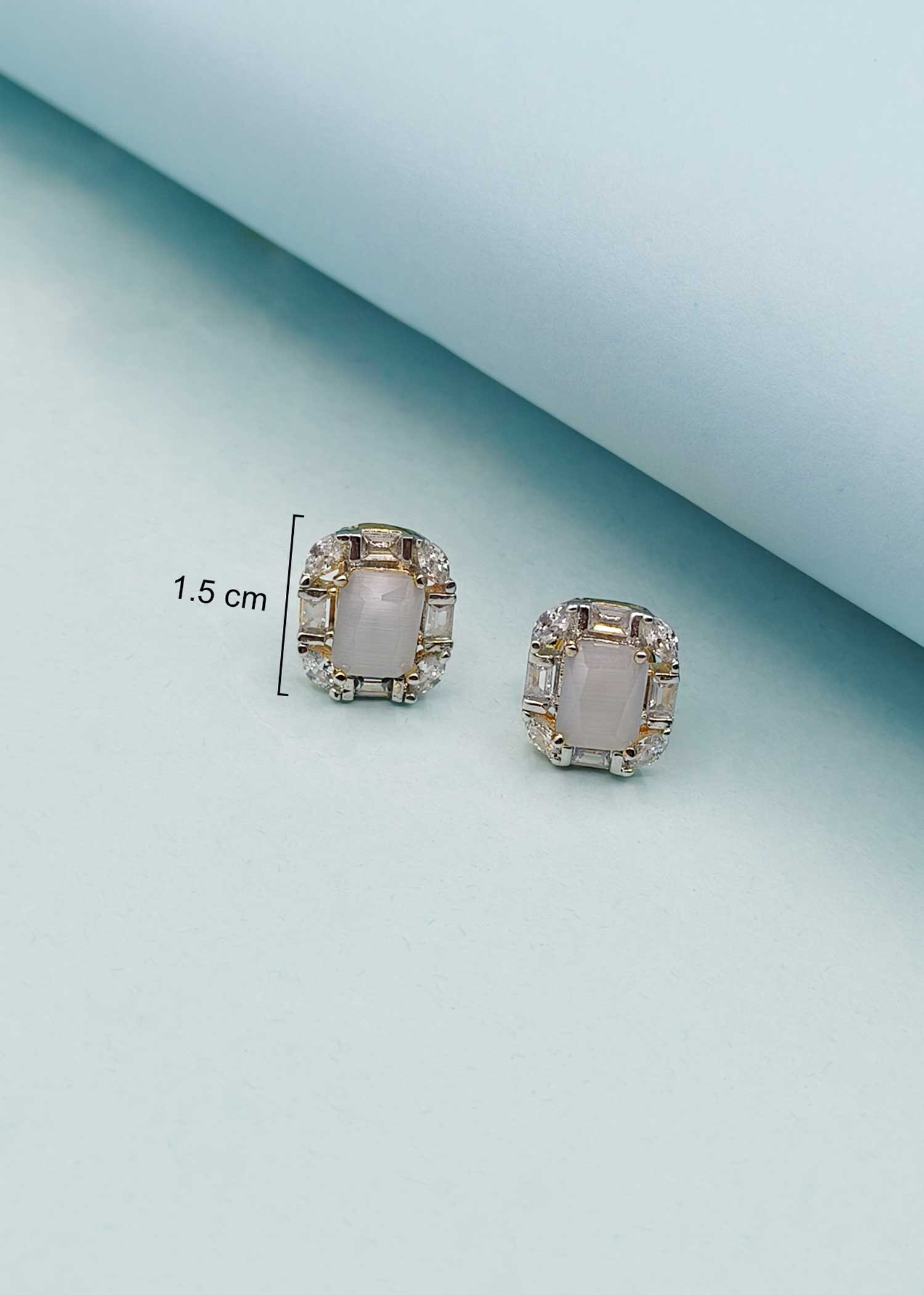 Square Shape Baguette Diamond Grey Pendant Set
