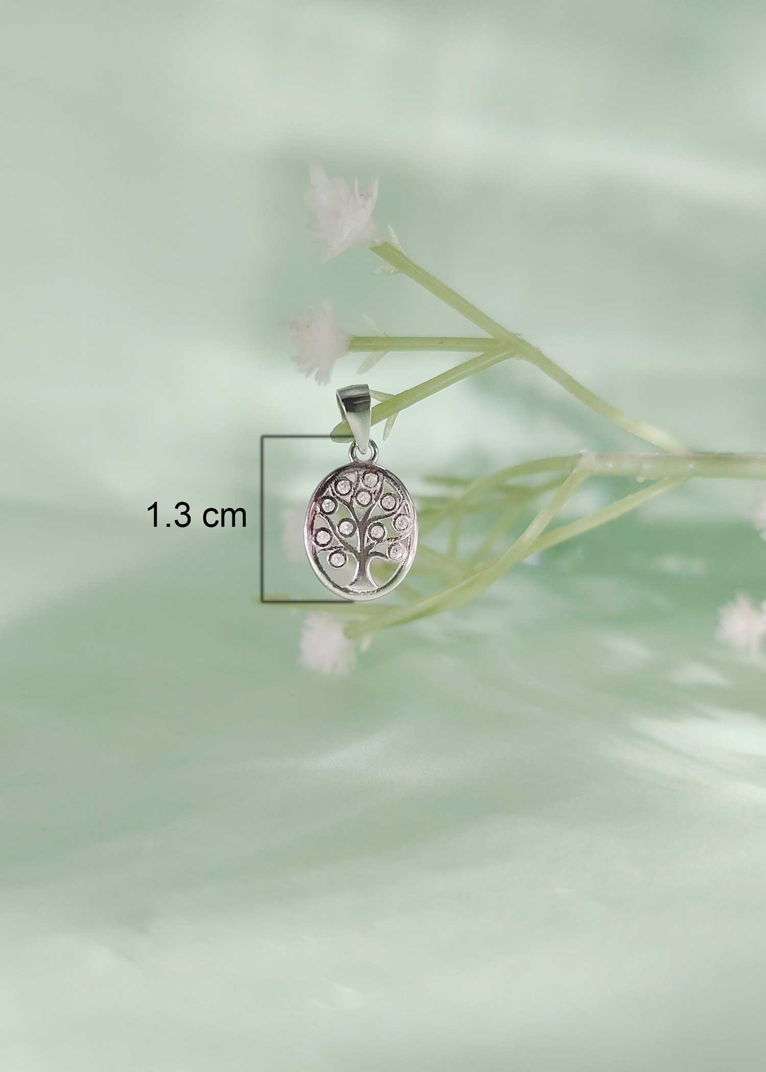 92.5 Sterling Silver Tree Delicate Zircon Pendant