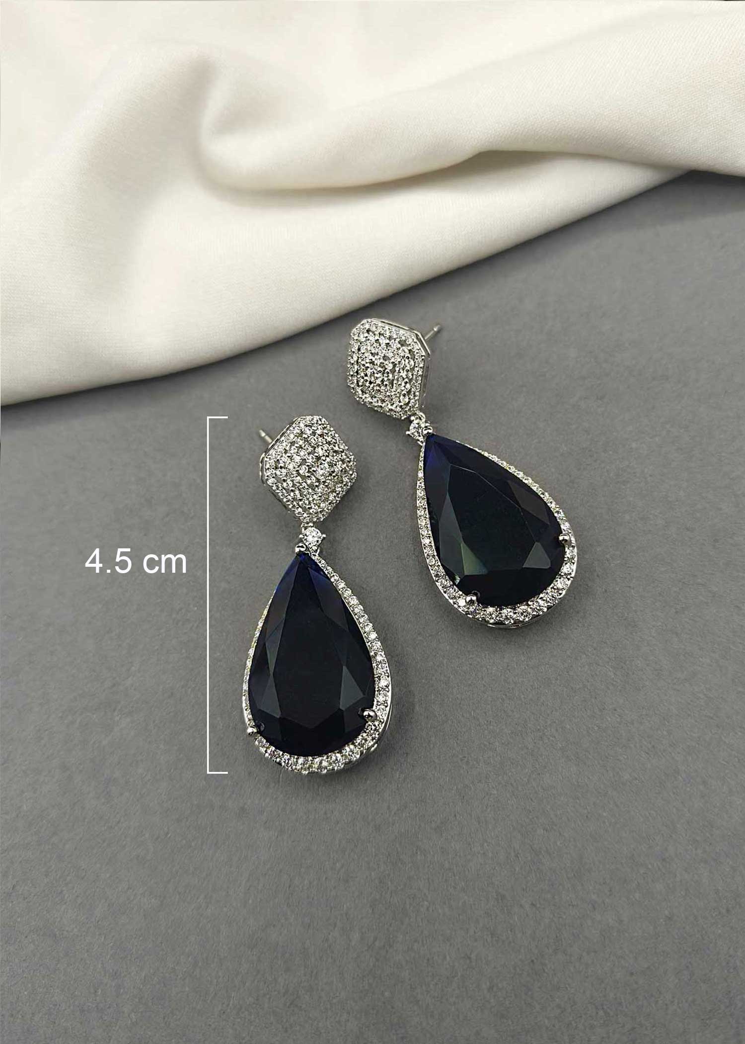 Cubic Zircon Big Drop Shape Ruby / Sapphire Women Earring