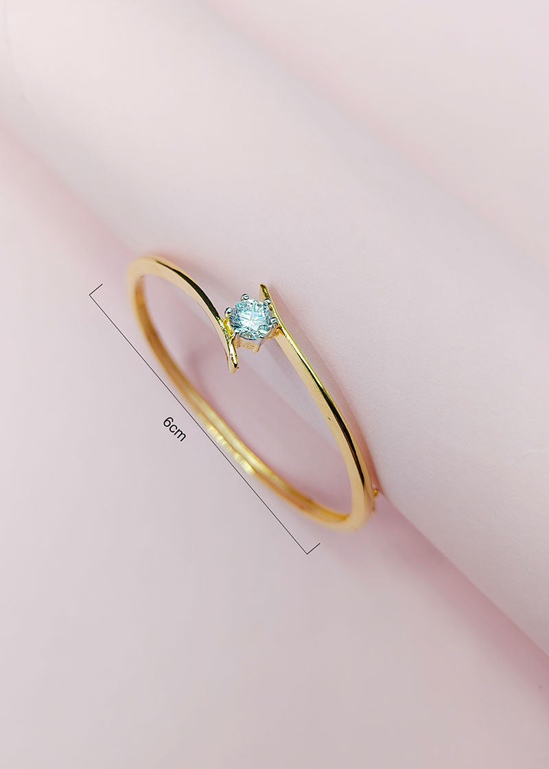 Solitaire Twist Style Gold And Silver Plated Cubic Zircon Openable Kada Bracelet For Women