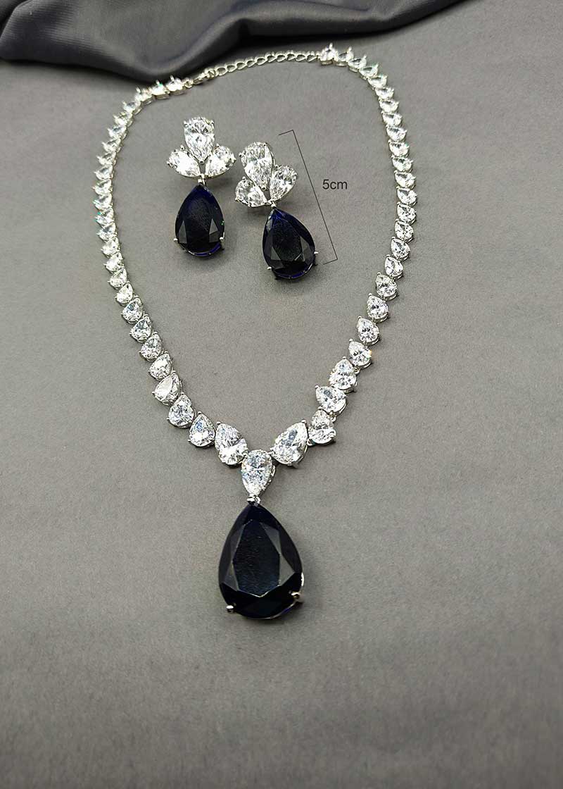 Cubic Zircon Tear Drop Designer Women's Necklace Set