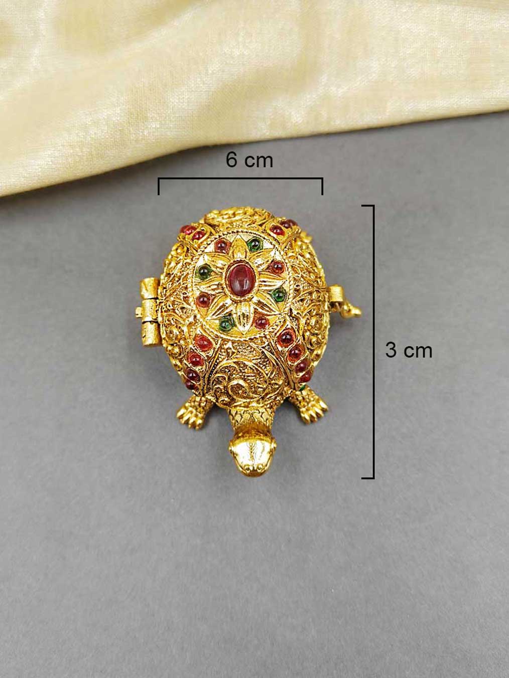 Tortoise Gold Plated Kumkum Box / Sindoor Box