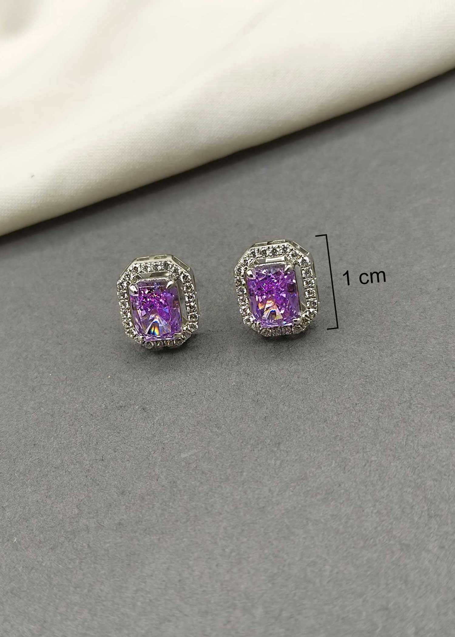 92.5 Sterling Silver Small Square Shape Stud Earring