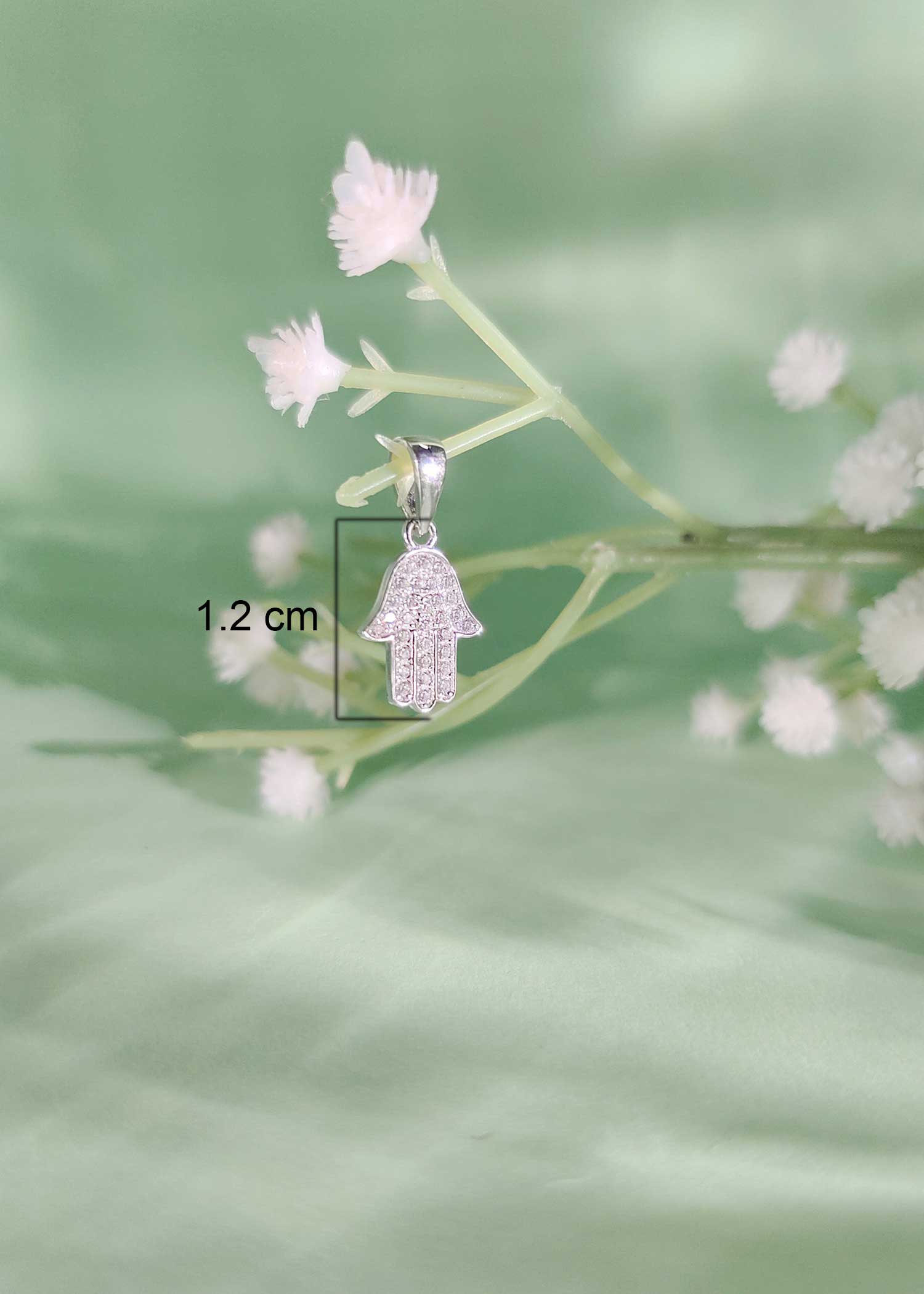 92.5 Sterling Silver Hamsa Hand Zircon Pendant