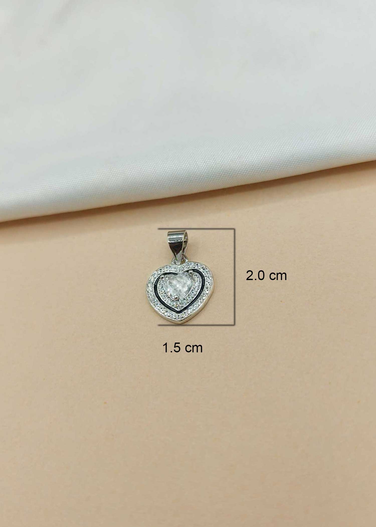 92.5 Sterling Silver Cubic Zircon Heart Shape Pendant Set