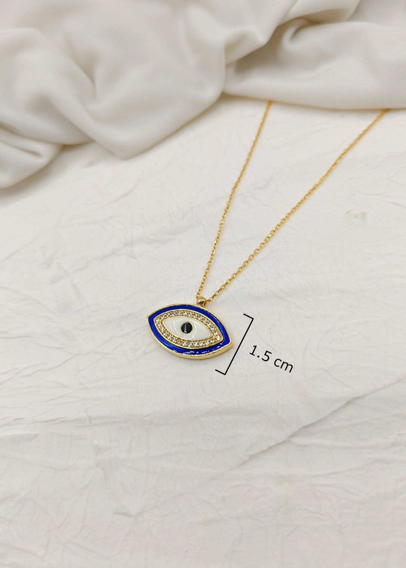 92.5 Sterling Silver Cubic Zircon Blue Evil Eye Pendant + Chain