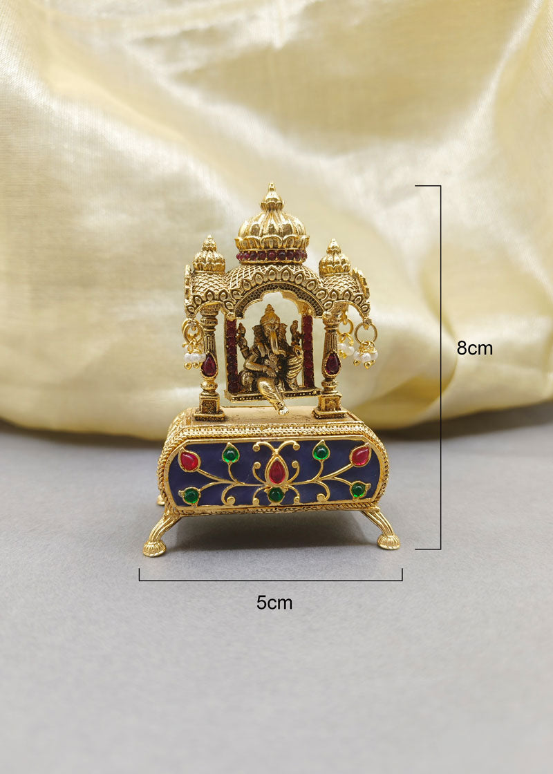 Ganesh Temple Design Gold Plated Meenakari Sindoor Box / Kumkum Box