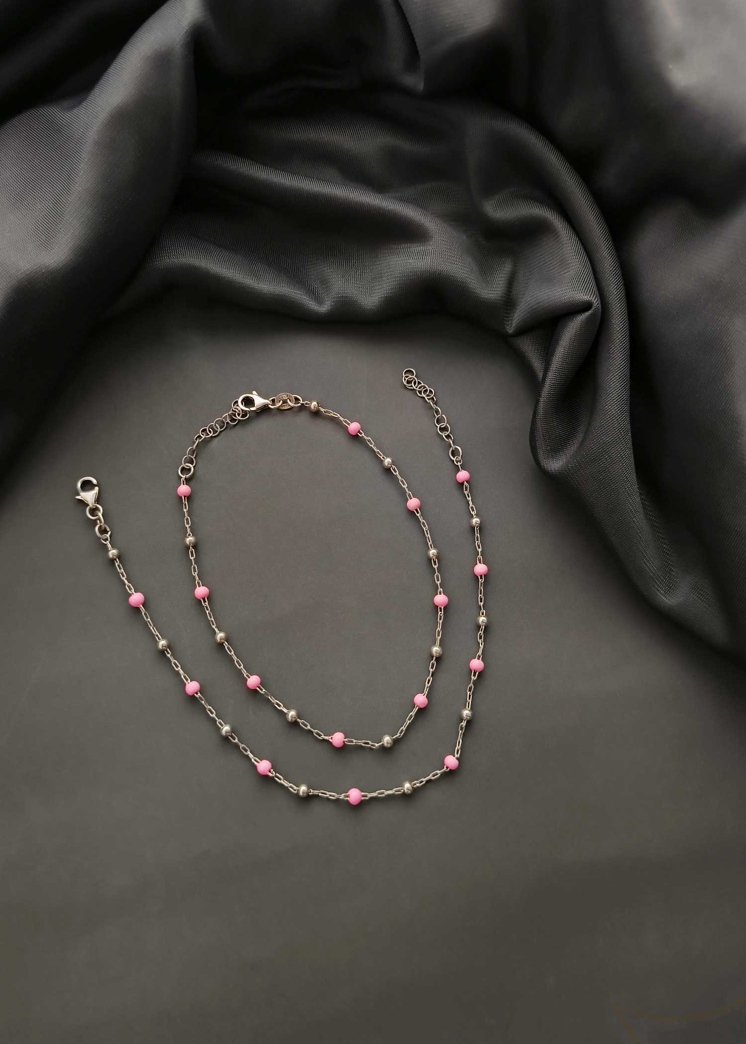 92.5 Sterling Silver Chain With Beads payal/anklet