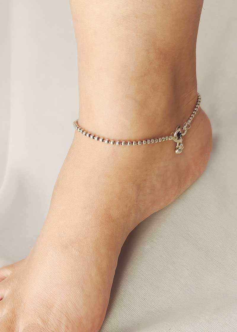 92.5 Sterling Silver Ball Delicate Payal/Anklet