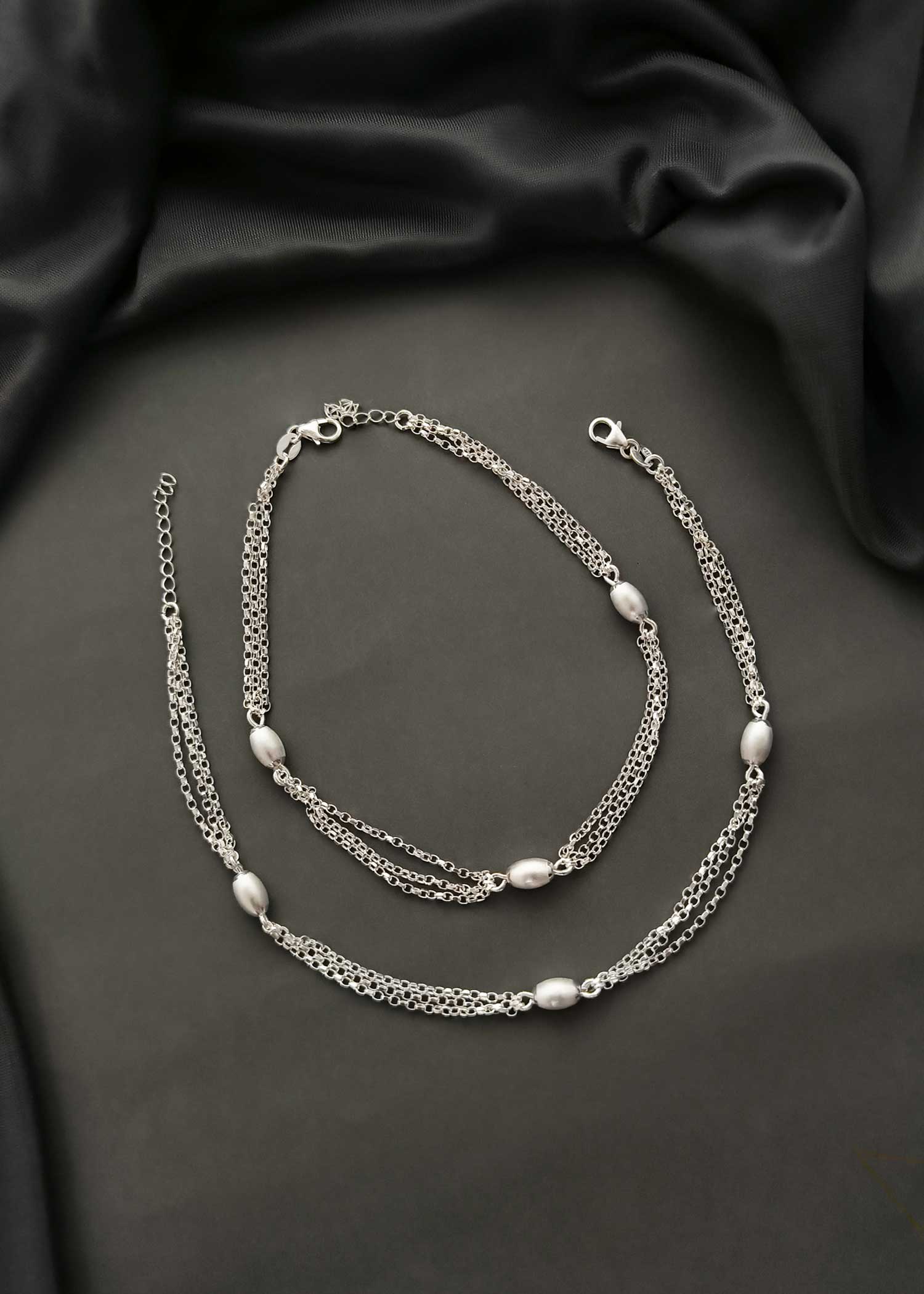 92.5 Sterling Silver Fancy Chain Style Payal/Anklet