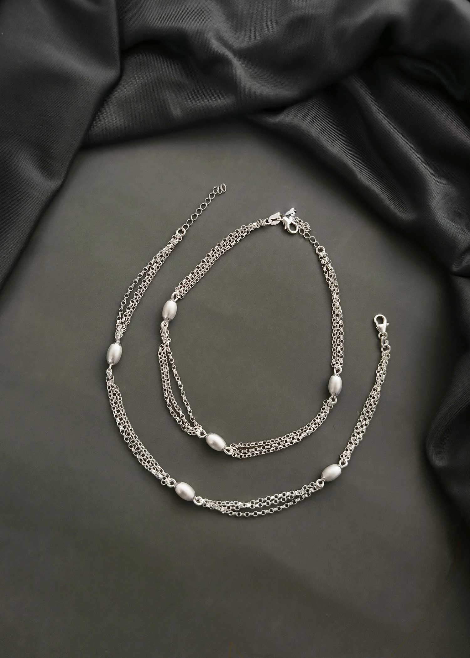 92.5 Sterling Silver Fancy Chain Style Payal/Anklet