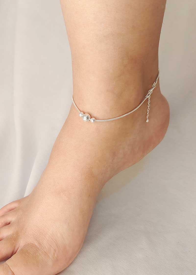 92.5 Sterling Silver Delicate Silver Ball Payal/Anklet