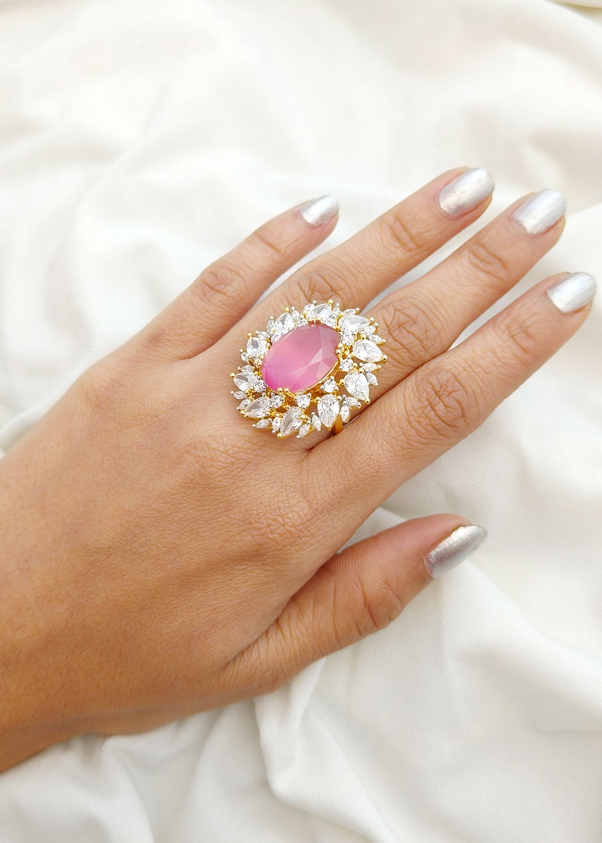 Big Oval Shape Zircon Designer Ring