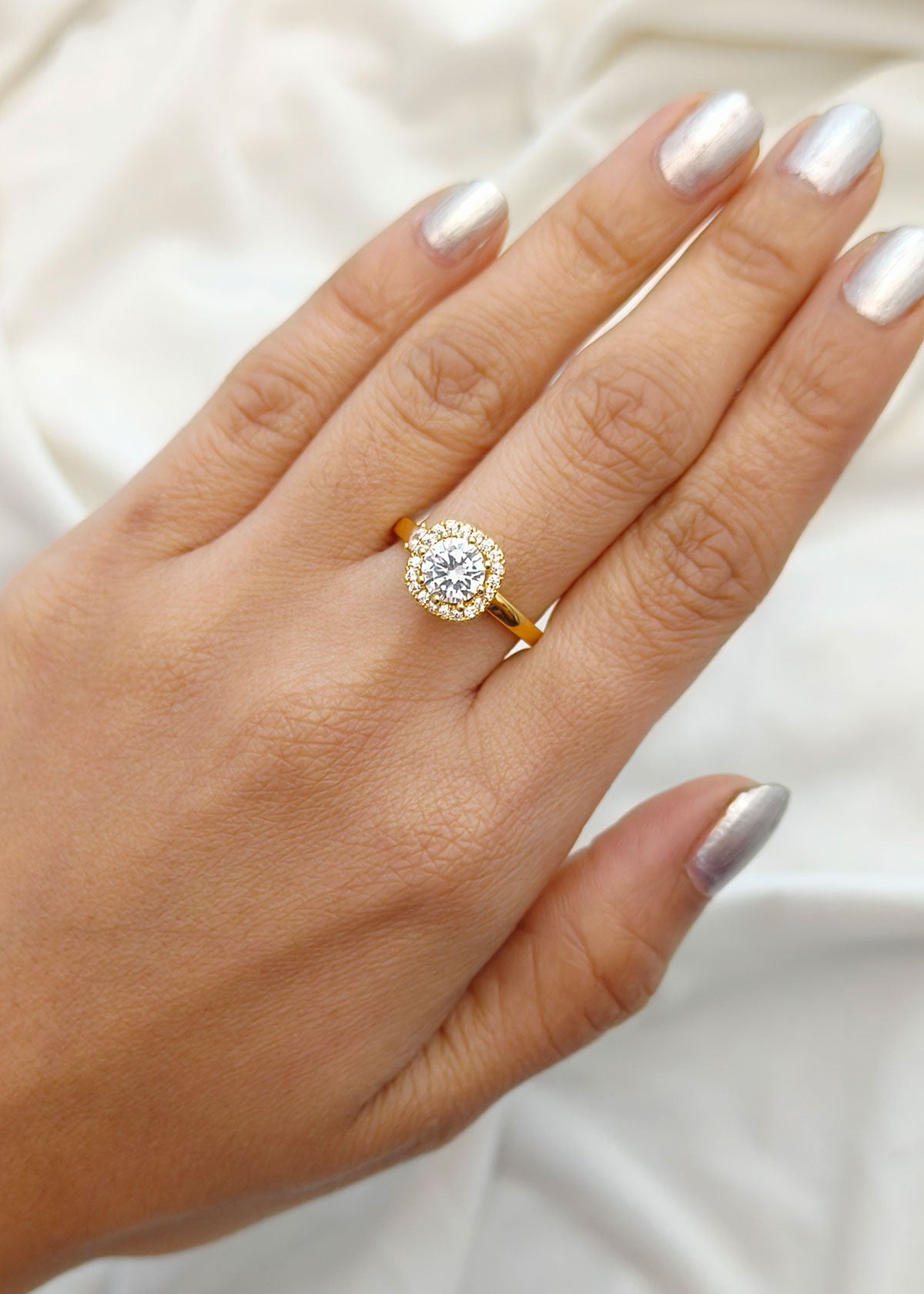 Gold Plated Solitaire Zircon Ring