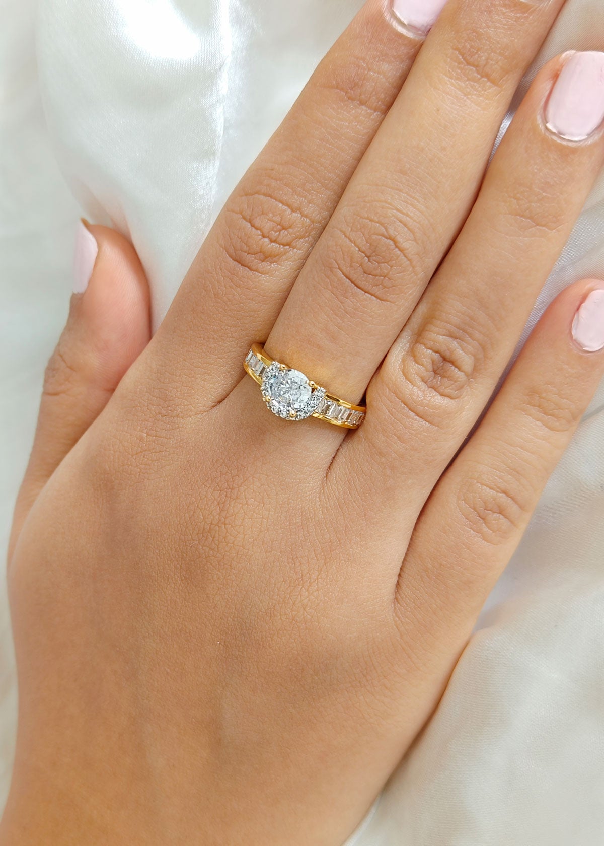 Gold Plated Delicate Adjustable Zircon Women Finger Ring