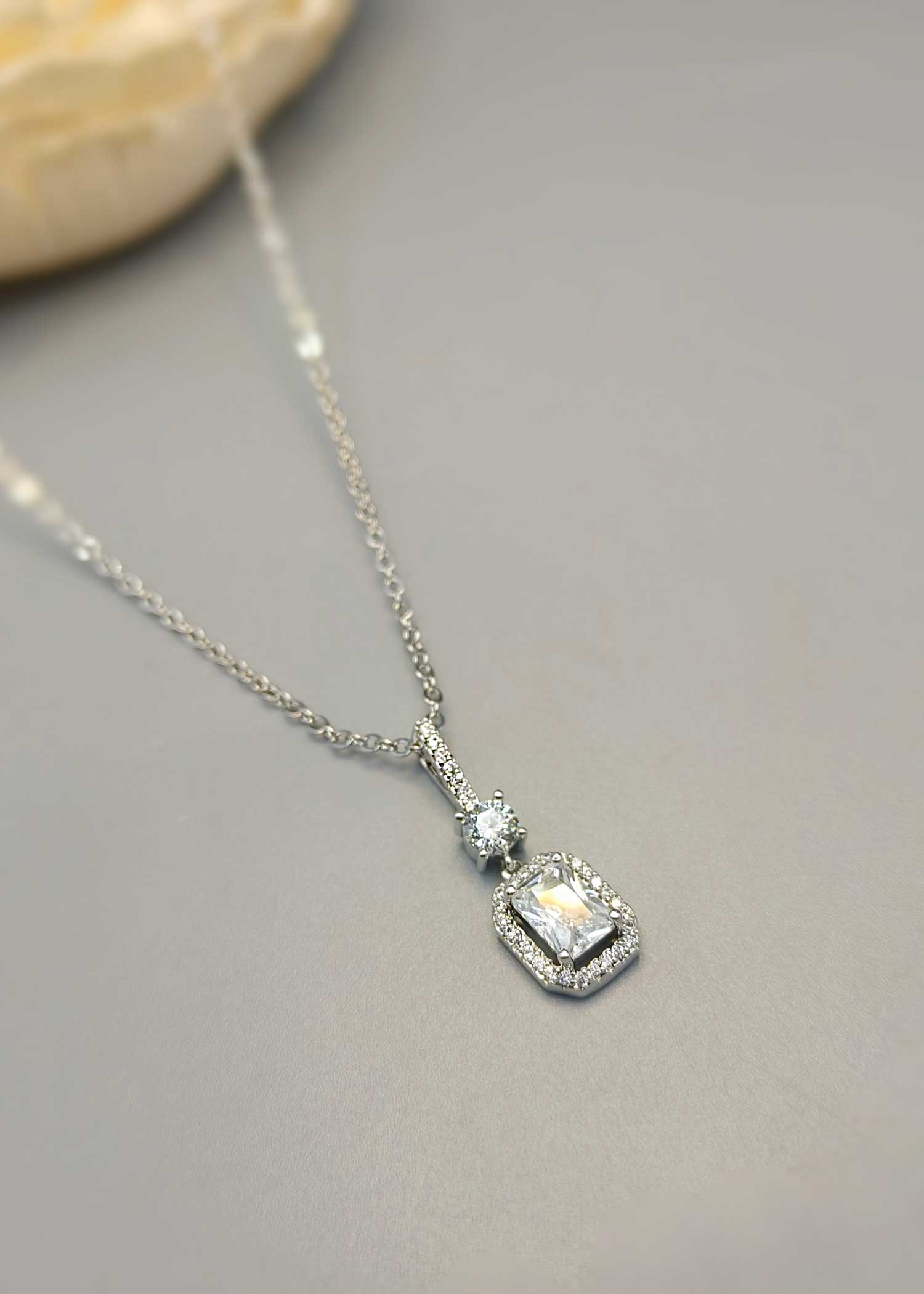 Square Shape Zircon Pendant Set