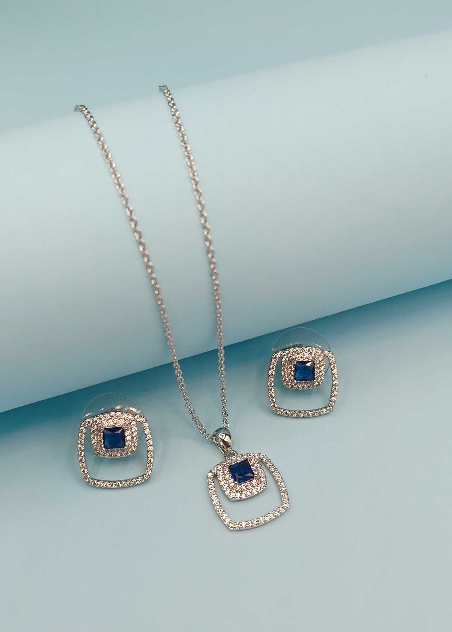 Blue Sapphire  Pendant Set